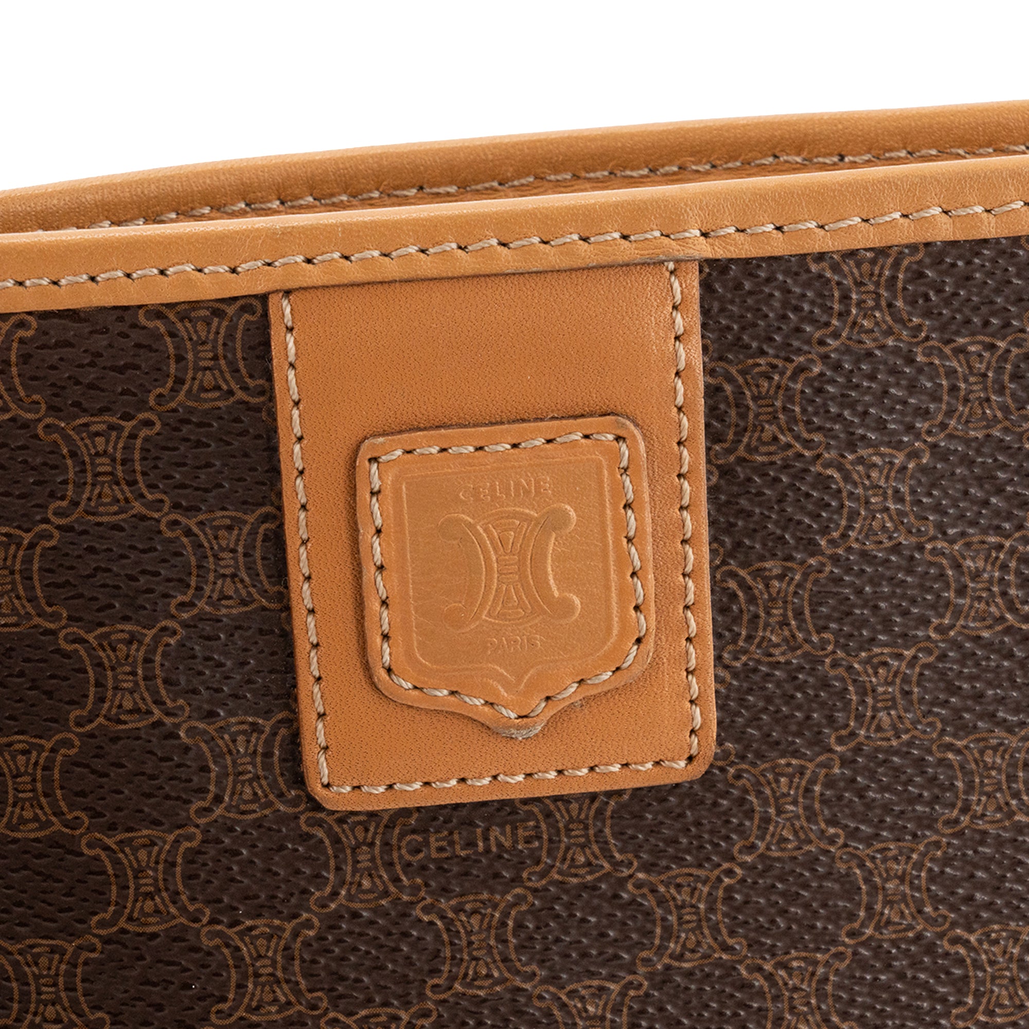CELINE - Pochette Celine en toile enduite macadam marron vintage