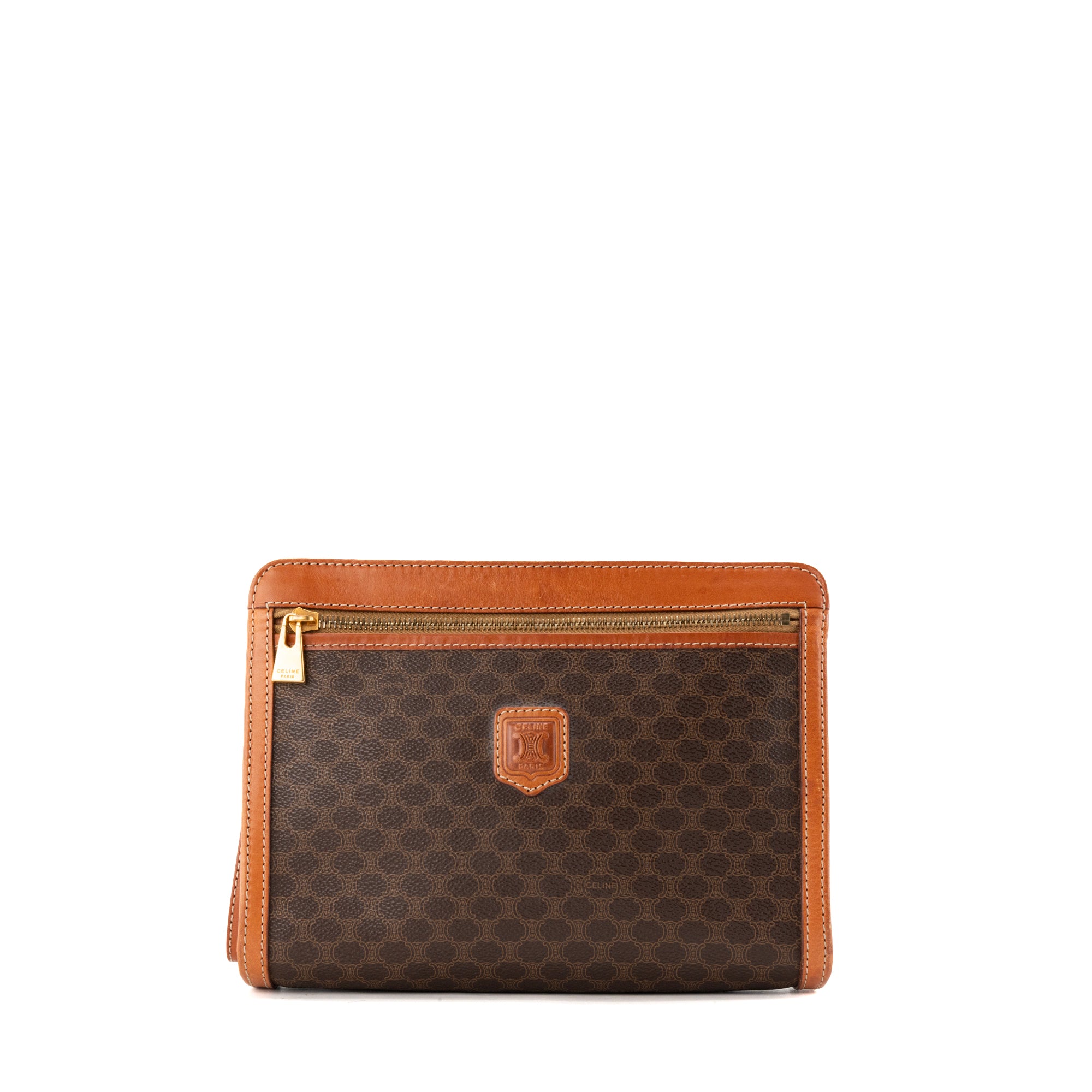 CELINE - Pochette Céline en toile enduite macadam marron vintage