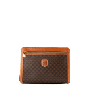 CELINE - Pochette Céline en toile enduite macadam marron vintage
