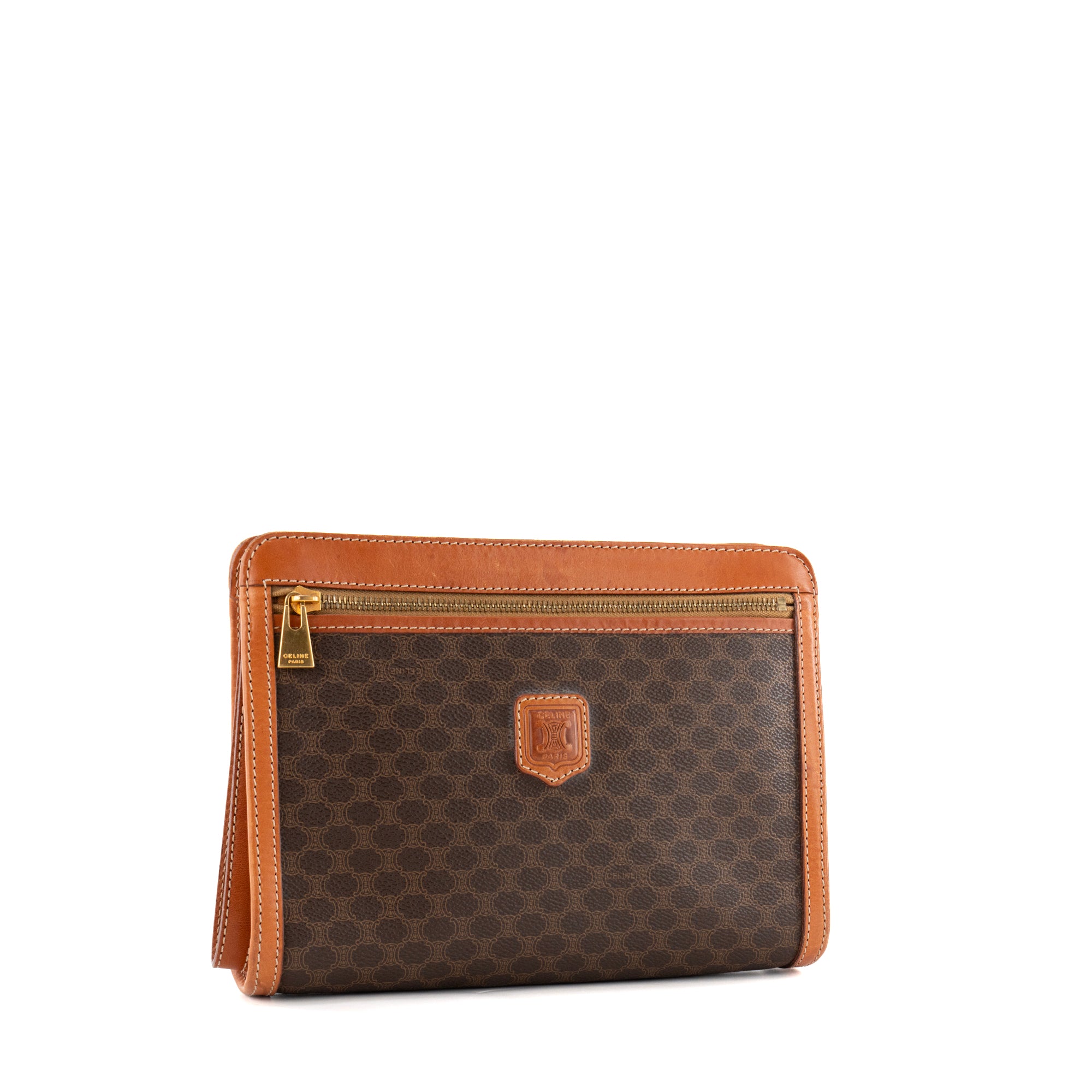 CELINE - Pochette Céline en toile enduite macadam marron vintage