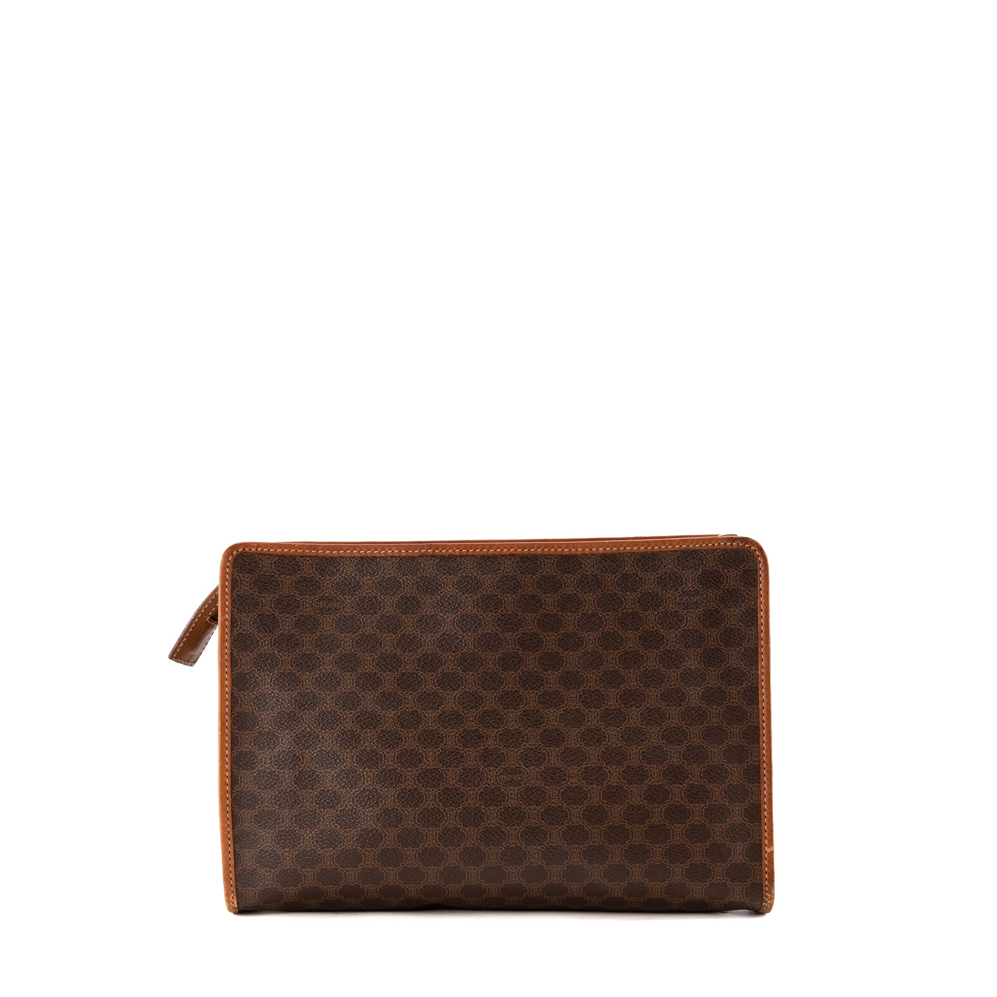 CELINE - Brown Canvas Pouch 26cm with Two-Tone Buckle M13