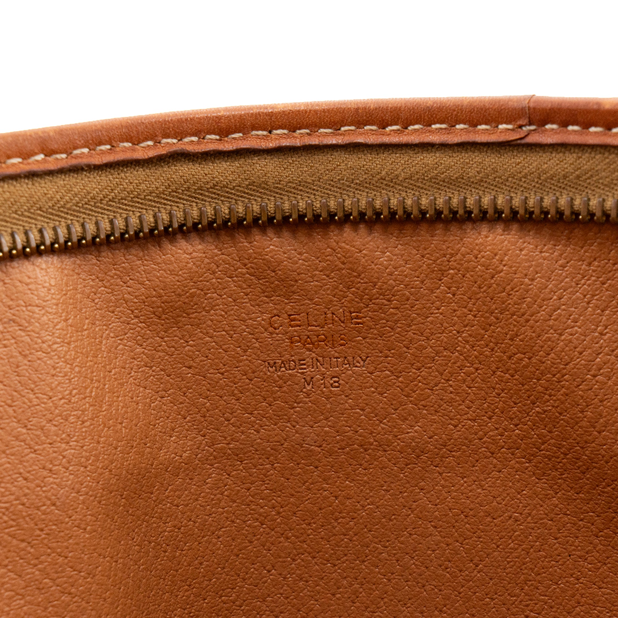 CELINE - Brown Canvas Pouch 26cm with Two-Tone Buckle M13