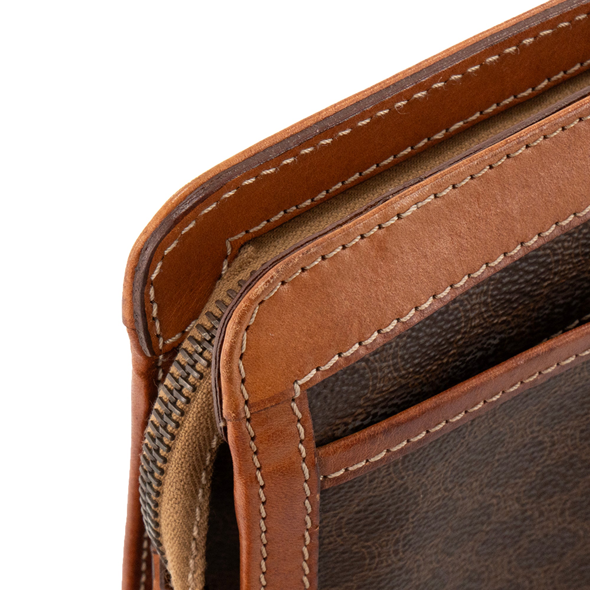 CELINE - Pochette Celine en toile enduite macadam marron vintage