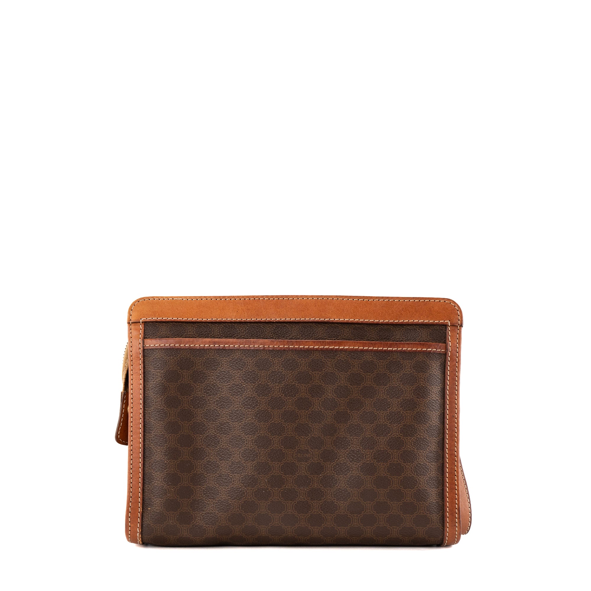 CELINE - Pochette Celine en toile enduite macadam marron vintage
