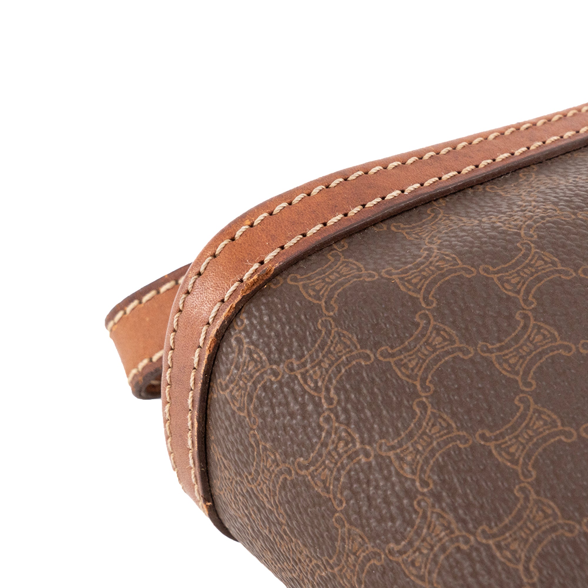 CELINE - Pochette Celine en toile enduite macadam marron vintage