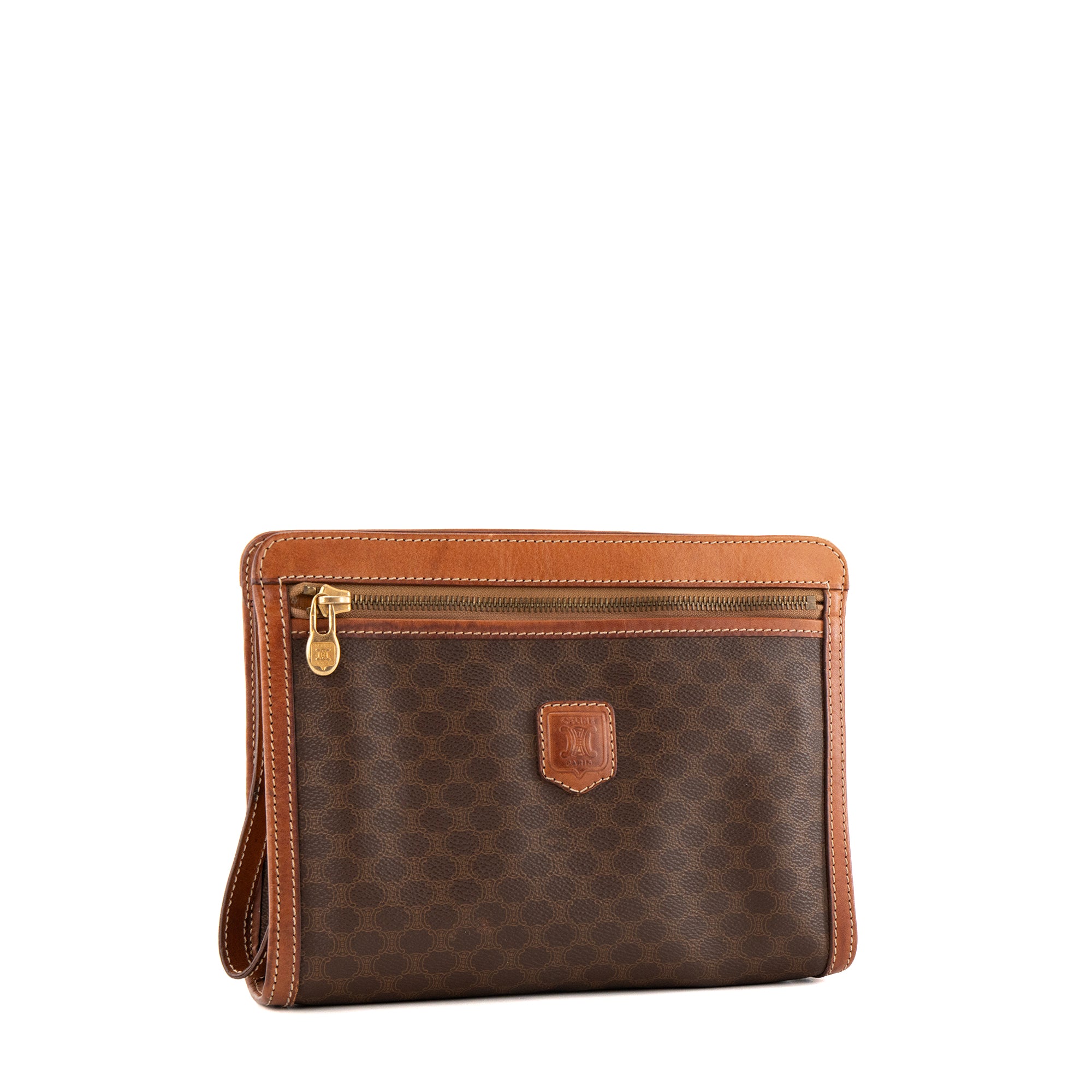 CELINE - Pochette Celine en toile enduite macadam marron vintage