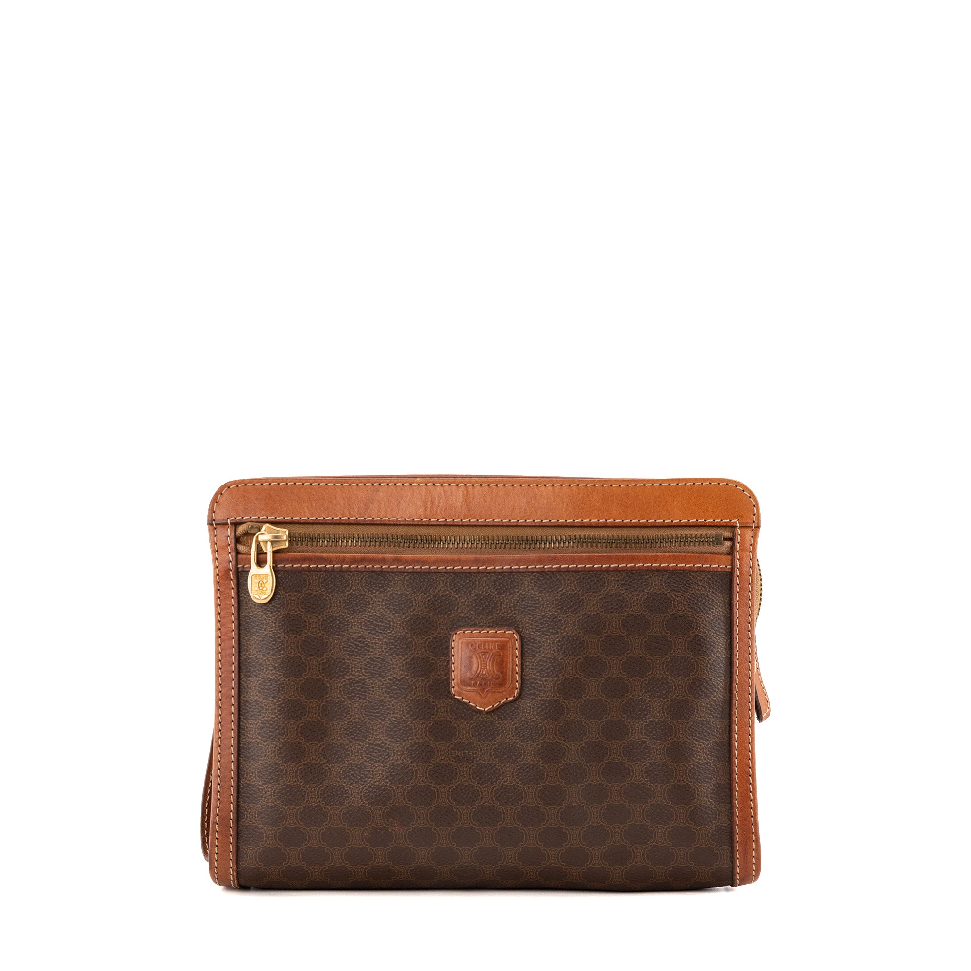 CELINE - Pochette Celine en toile enduite macadam marron vintage