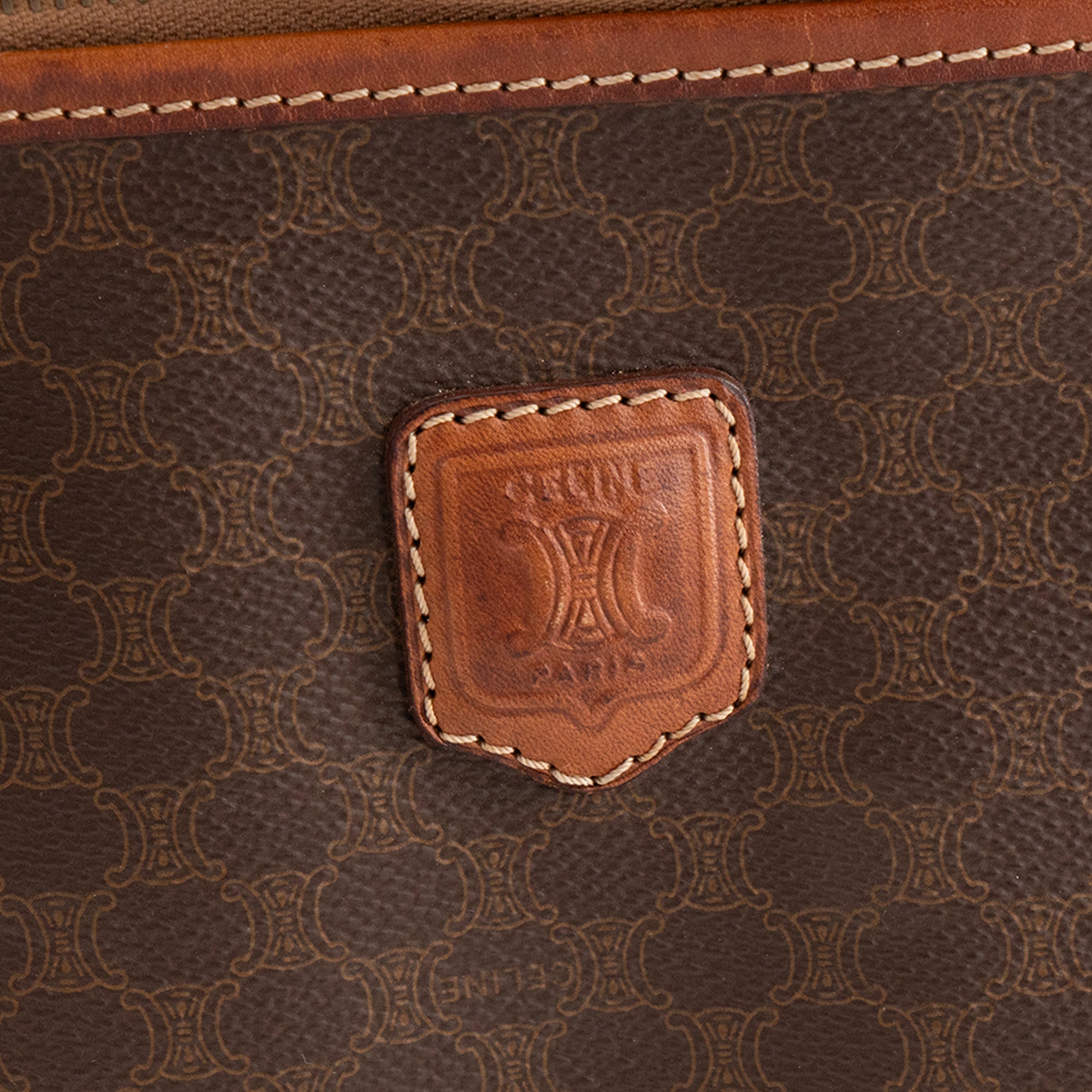 CELINE - Pochette Celine en toile enduite macadam marron vintage