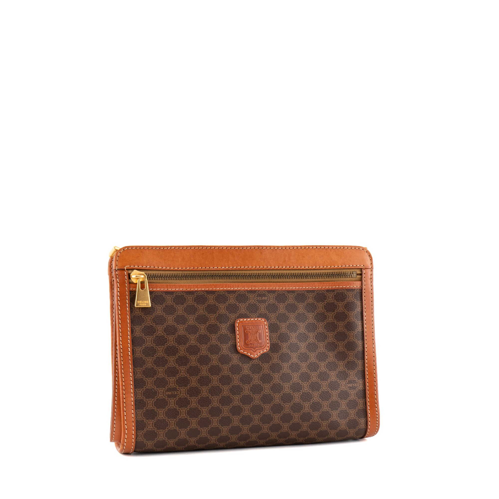 CÉLINE - Pochette Celine en toile enduite macadam marron vintage