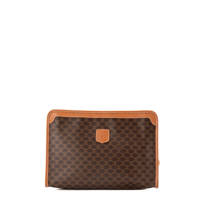 CELINE - Vintage brown macadam coated canvas Celine pouch