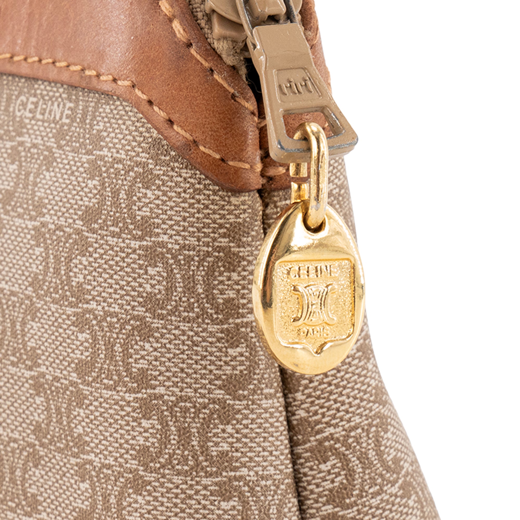CELINE - Pochette Celine en toile monogrammée beige vintage