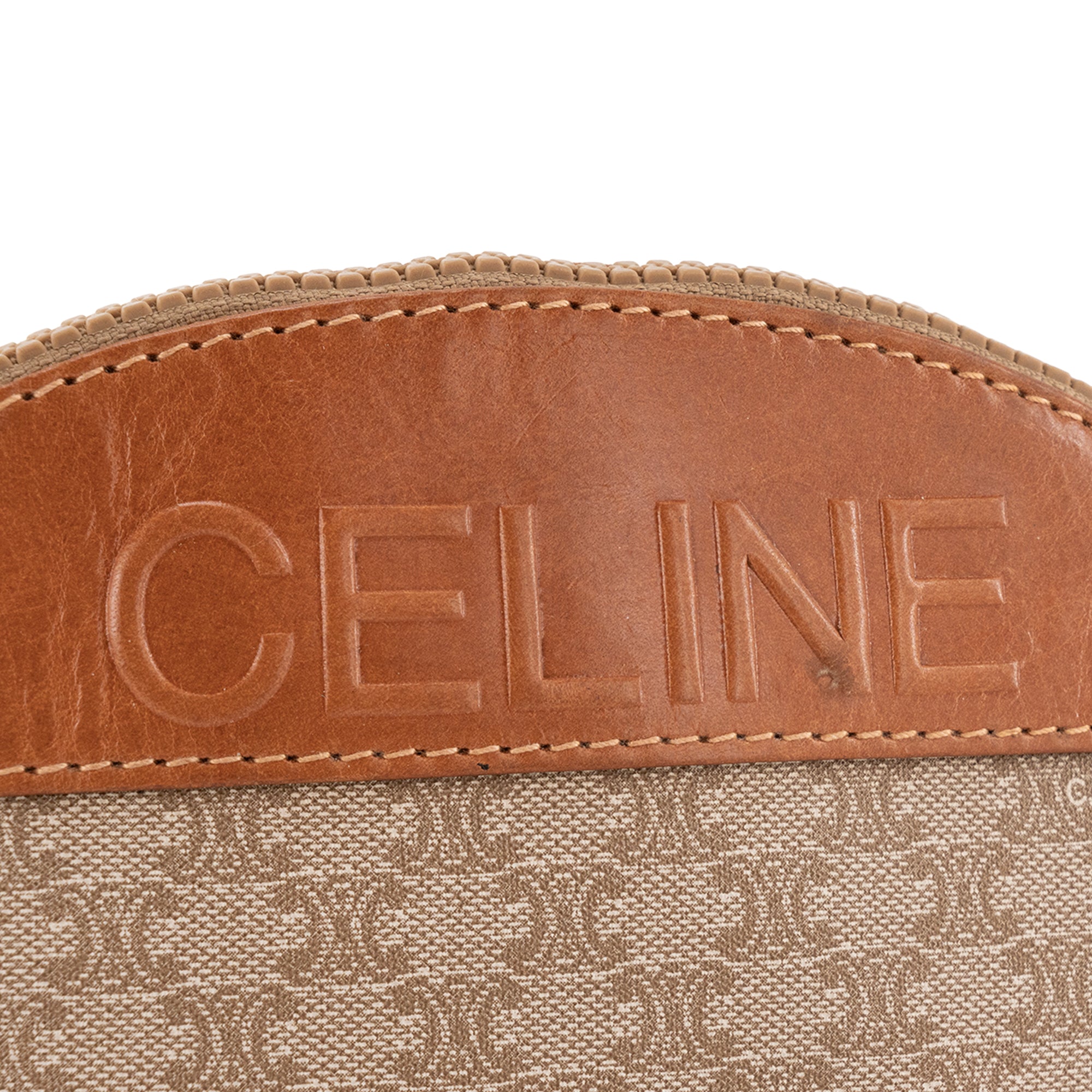 CELINE - Pochette Celine en toile monogrammée beige vintage