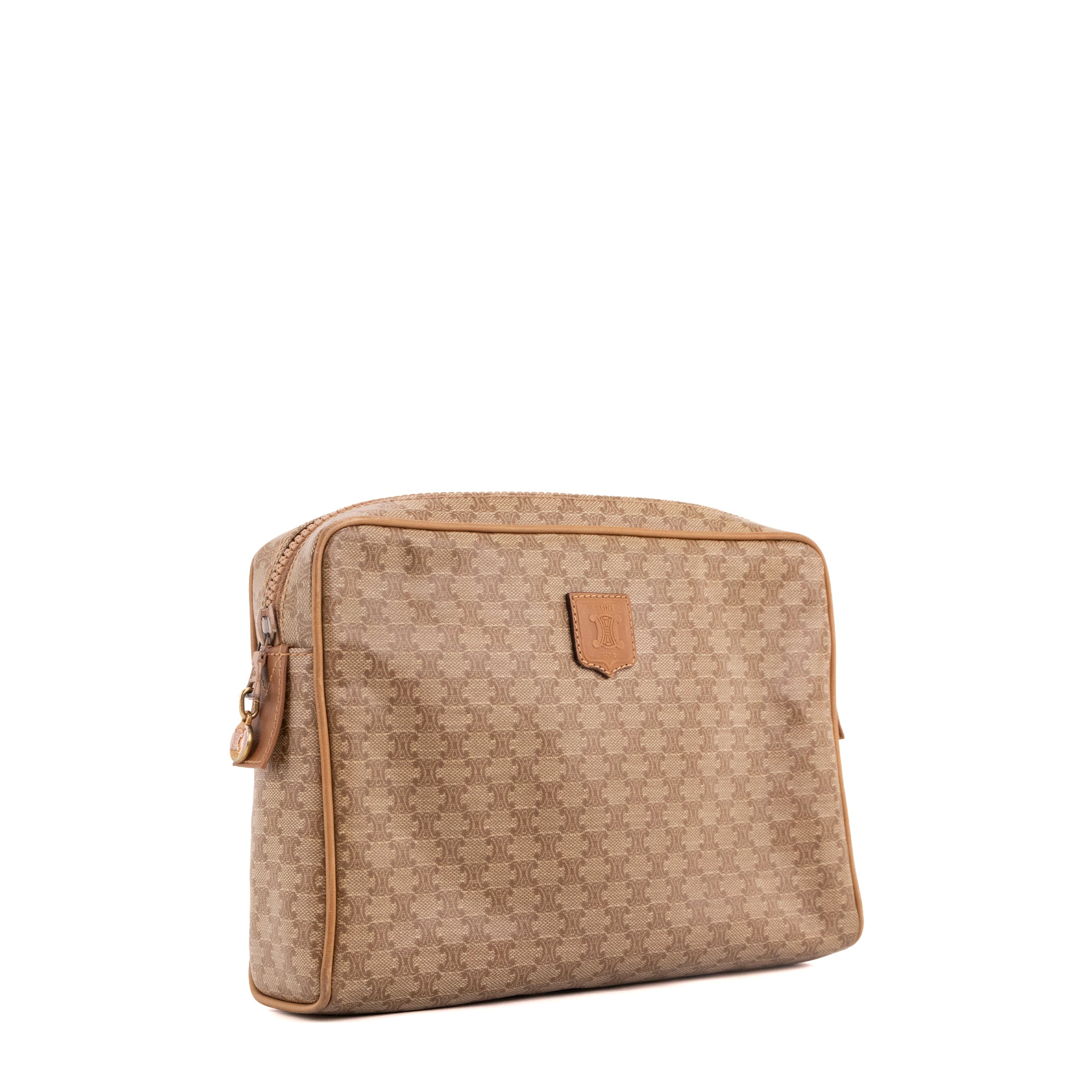 CELINE - Pochette Celine en toile monogrammée beige vintage