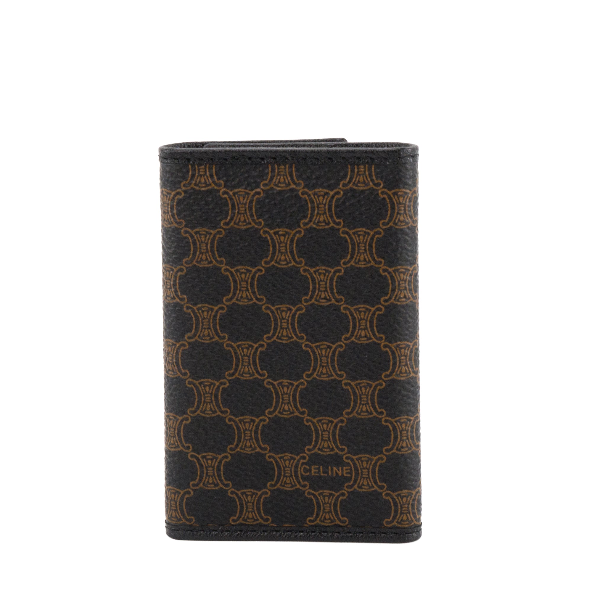 CELINE - Pochette Clés Celine en toile enduite macadam noir et marron