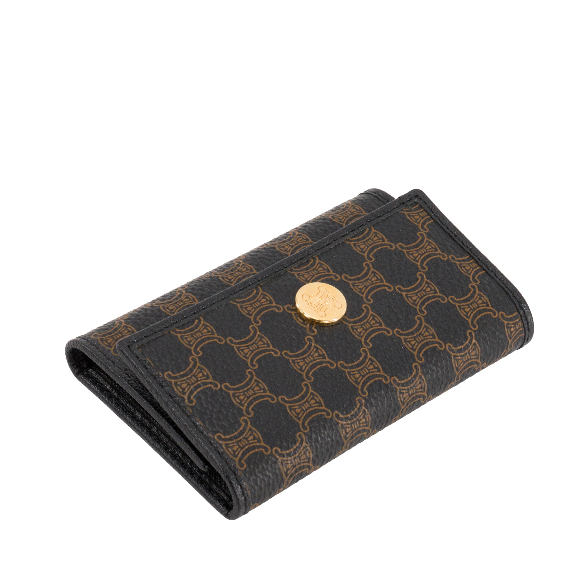 CELINE - Pochette Clés Celine en toile enduite macadam noir et marron