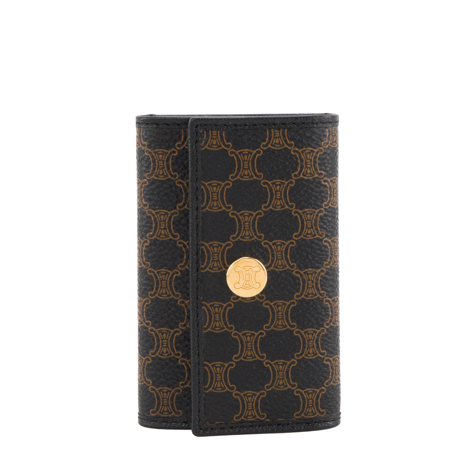 CELINE - Pochette Clés Celine en toile enduite macadam noir et marron