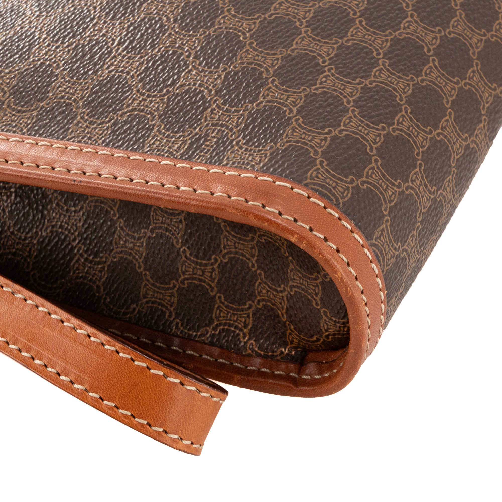 CÉLINE - Pochette GM Celine en toile enduite macadam marron vintage