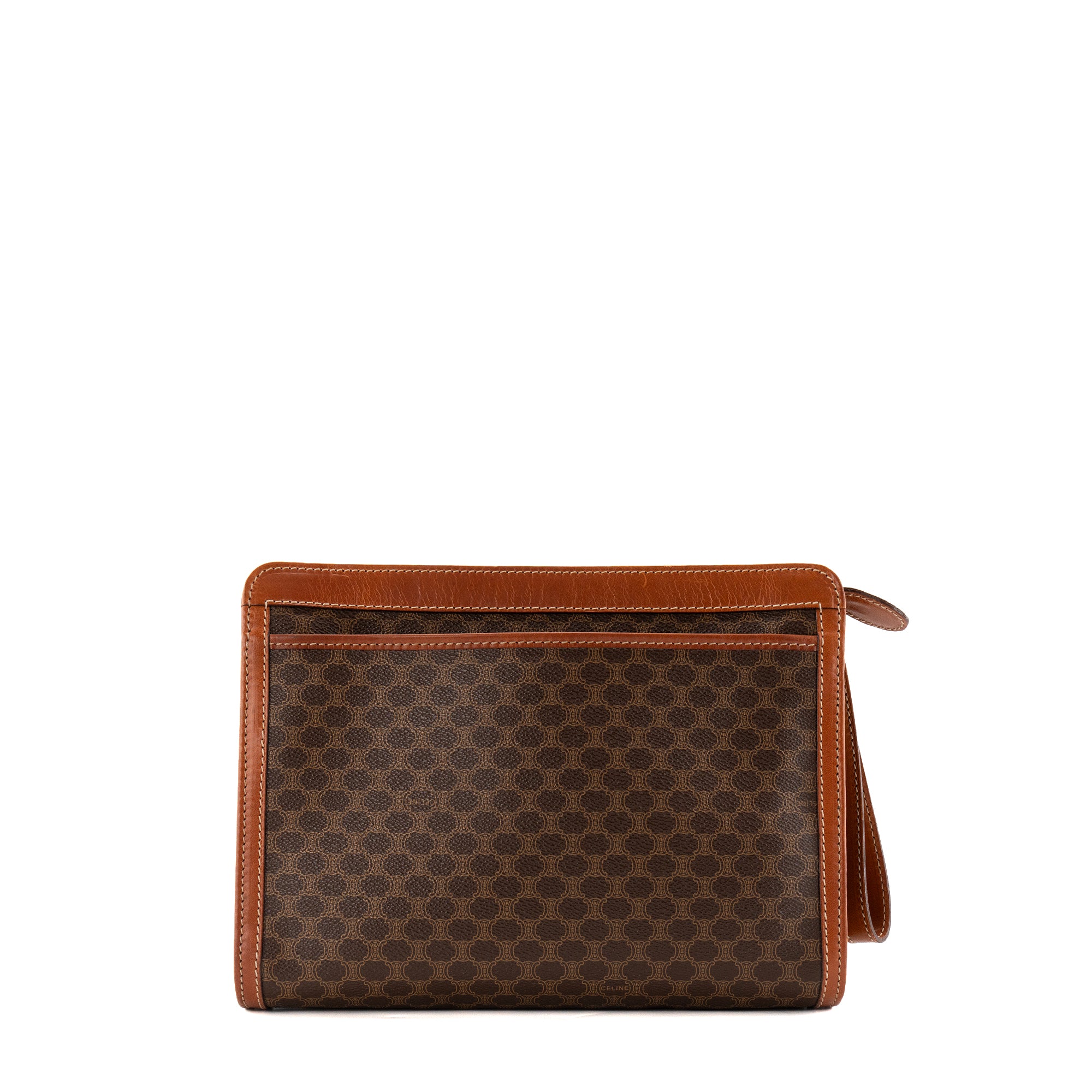 CÉLINE - Pochette GM Celine en toile enduite macadam marron vintage