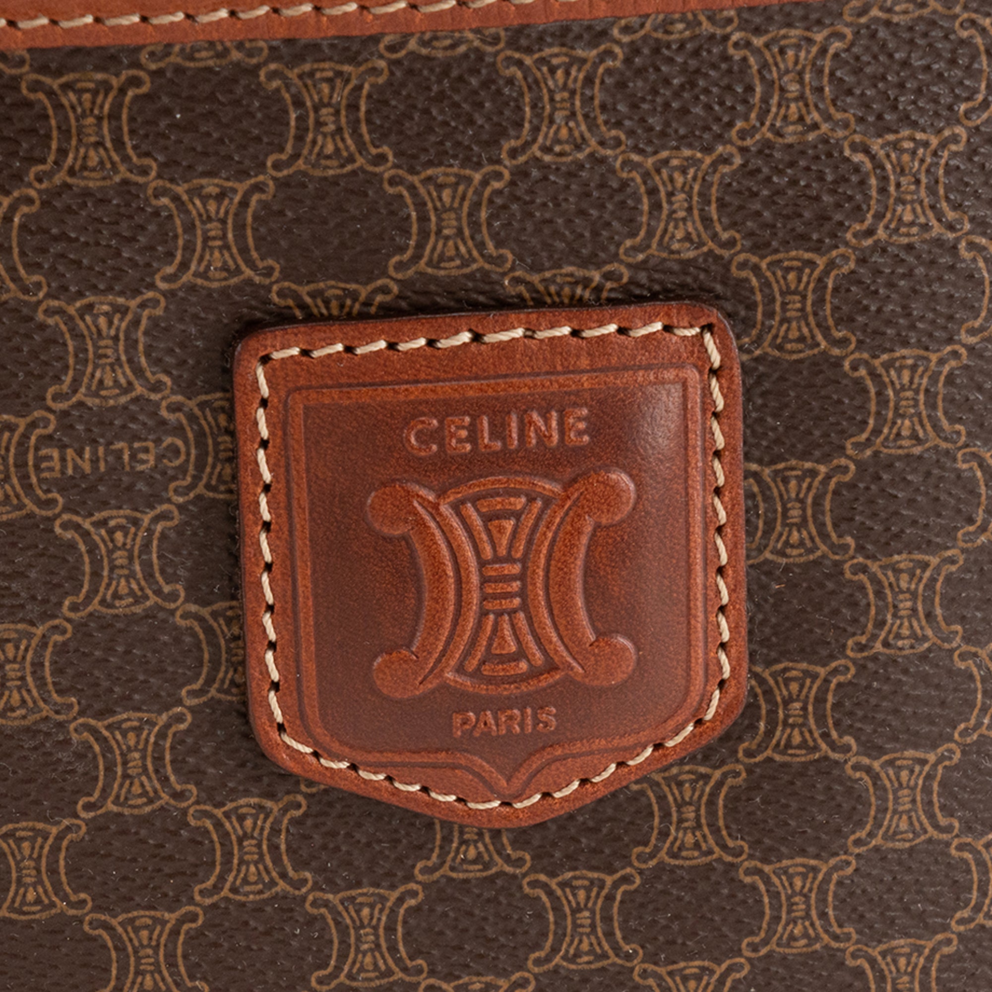 CÉLINE - Pochette GM Celine en toile enduite macadam marron vintage