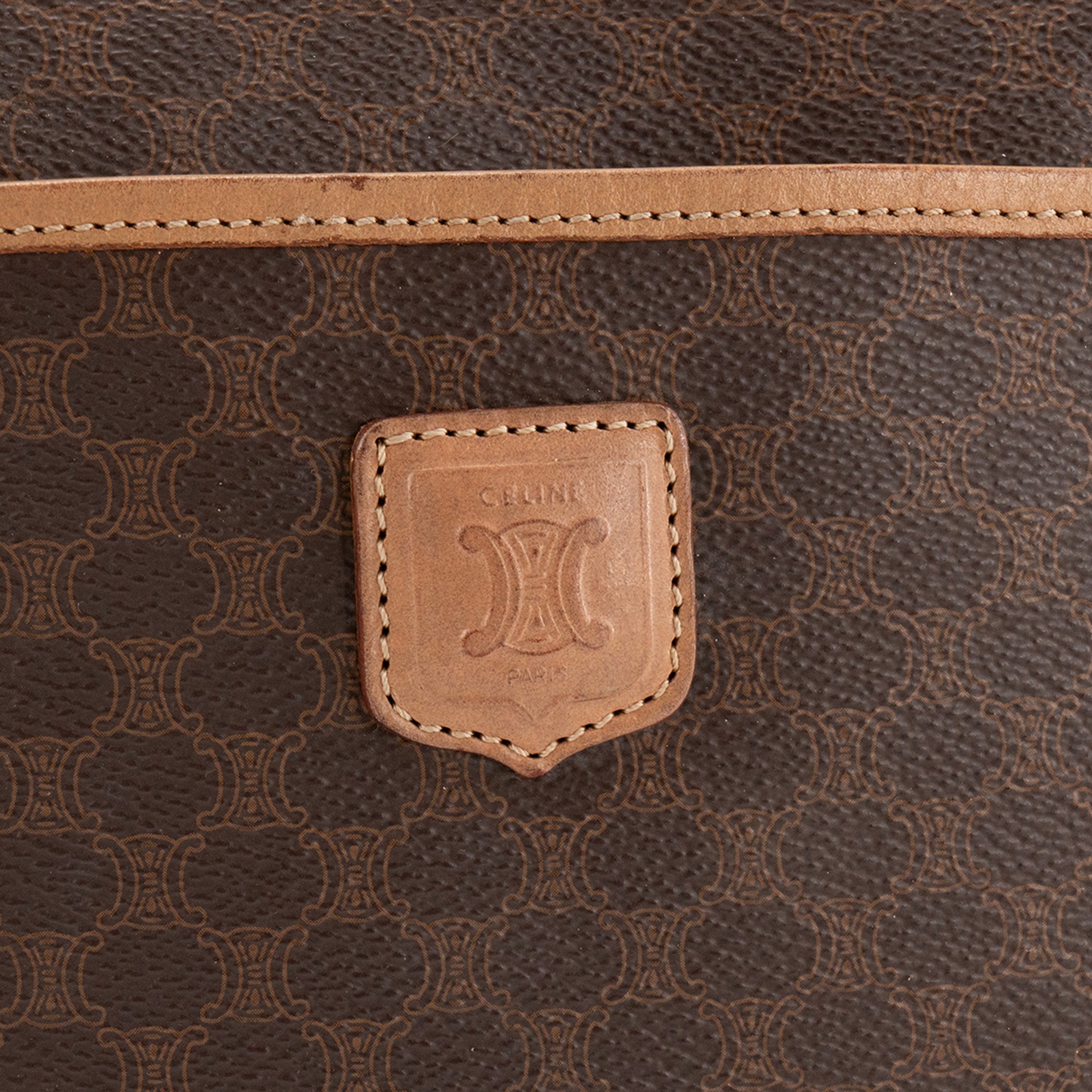 CELINE - Pochette GM Celine en toile enduite macadam marron vintage