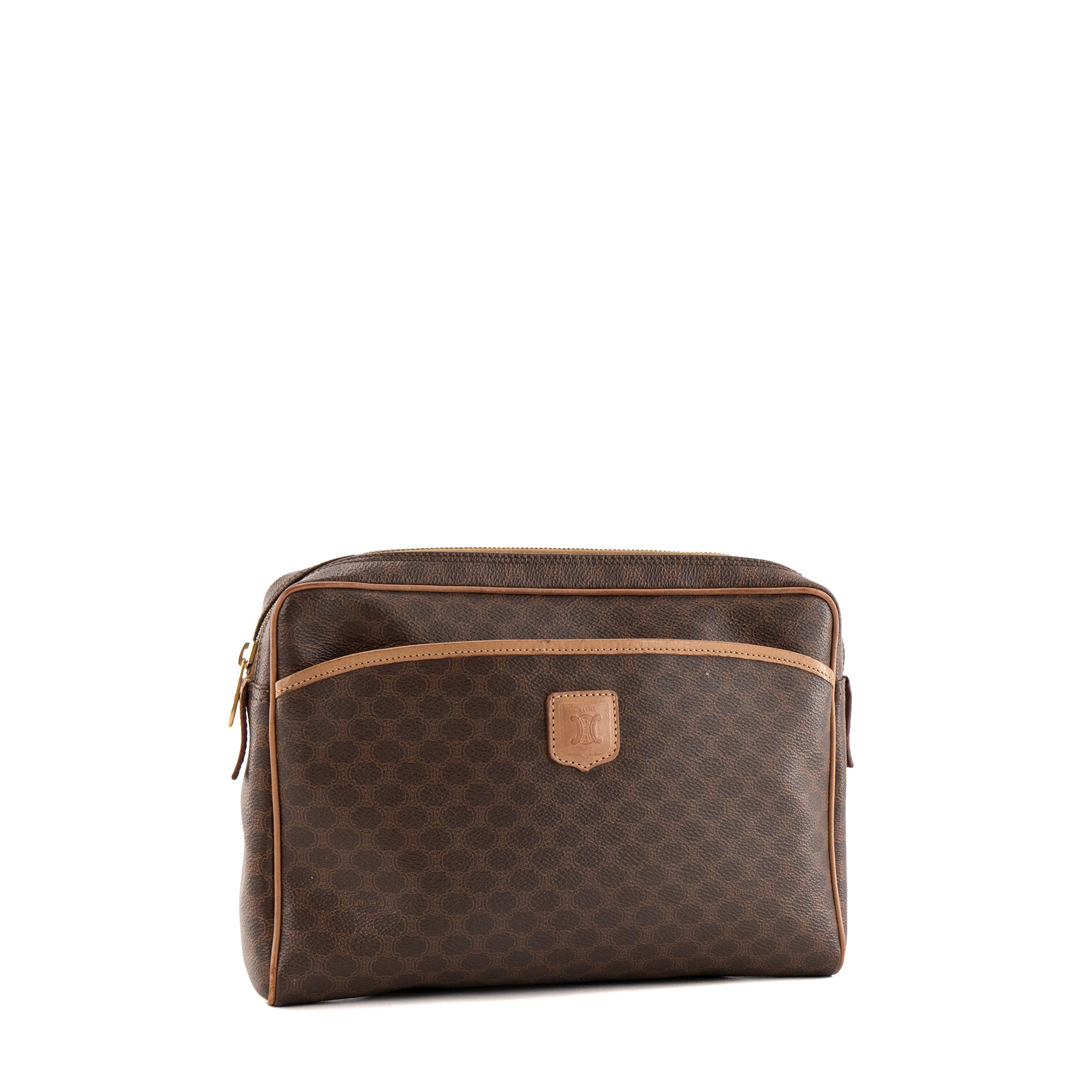 CELINE - Pochette GM Celine en toile enduite macadam marron vintage