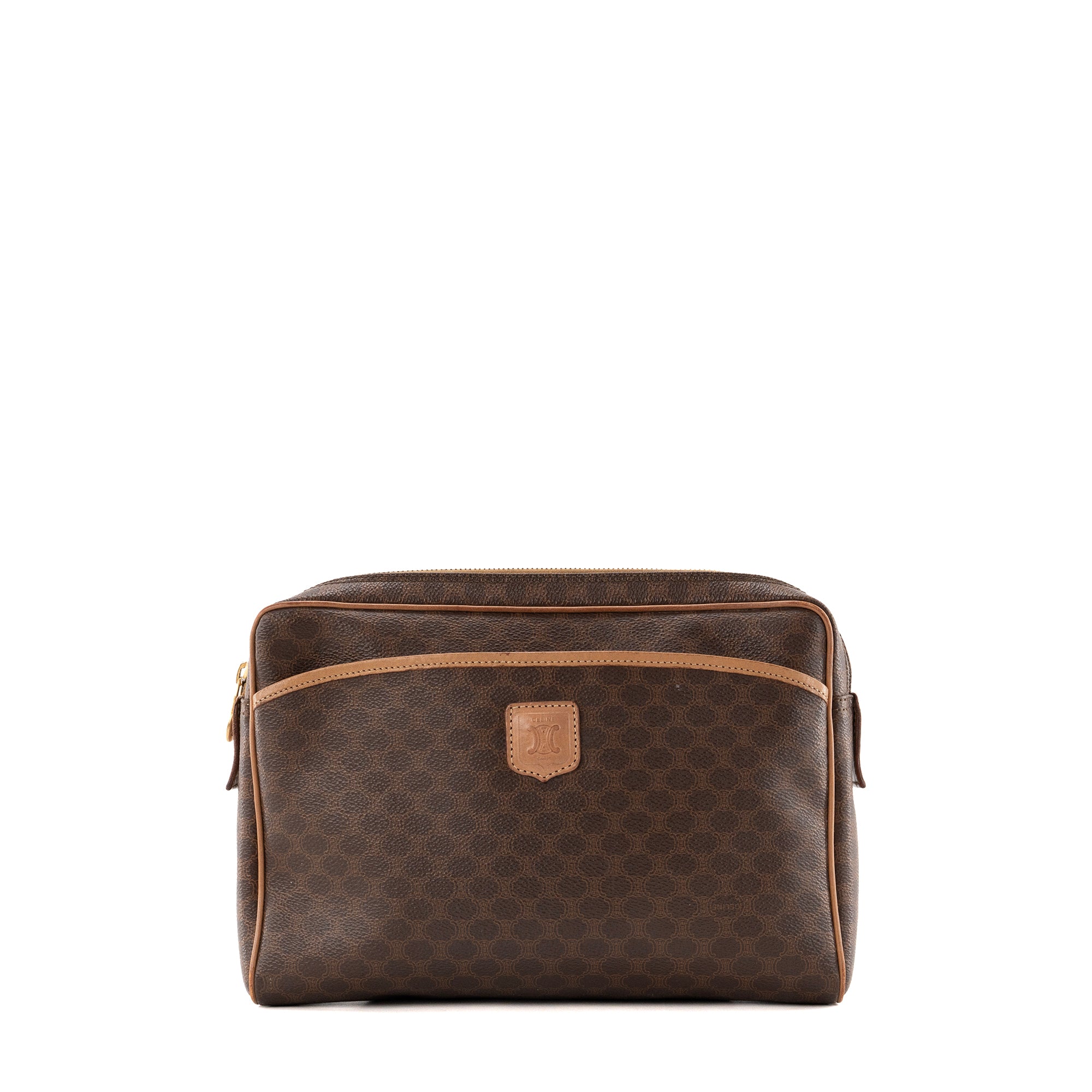 CELINE - Pochette GM Celine en toile enduite macadam marron vintage