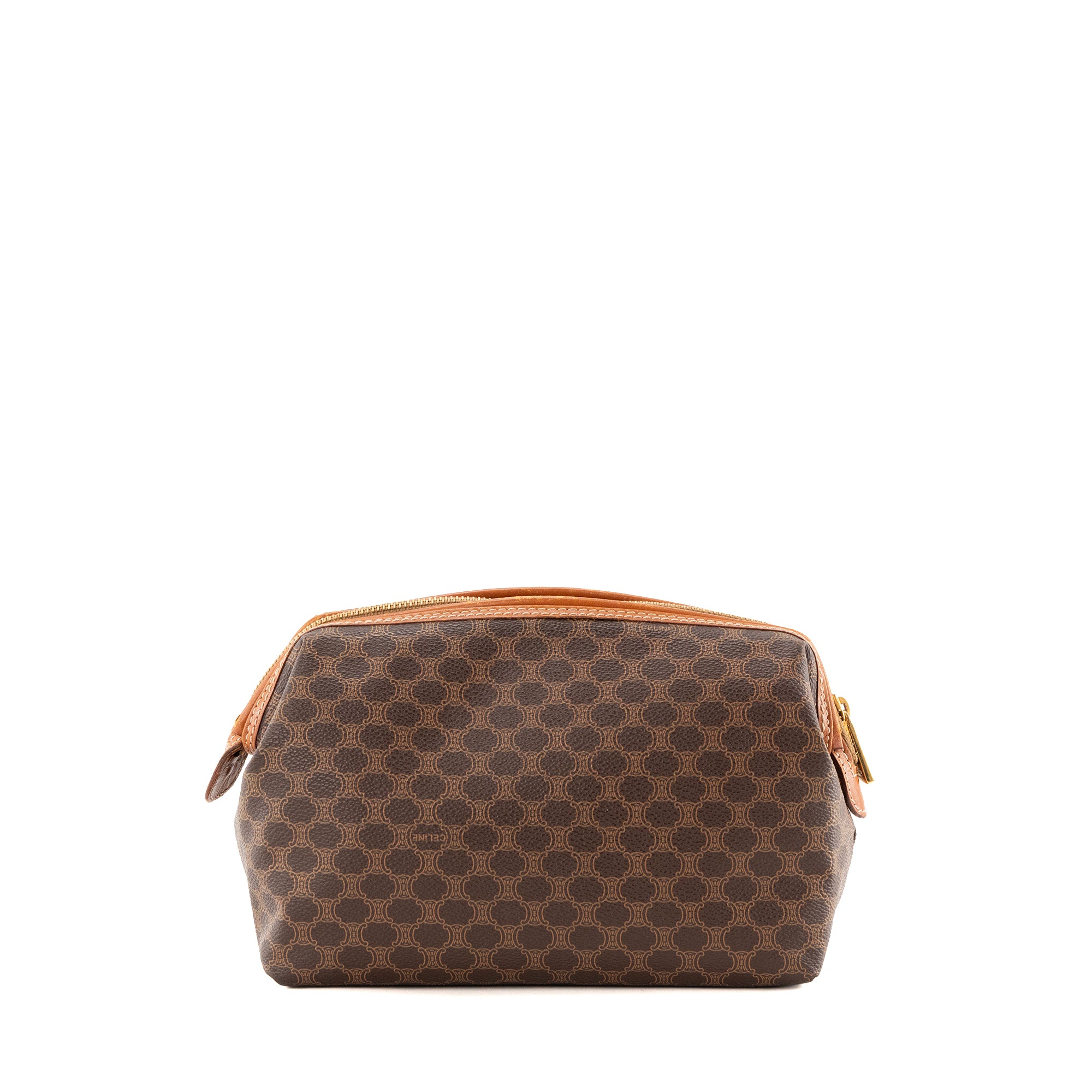 CELINE - Pochette Triomphe Celine en toile enduite macadam marron vintage