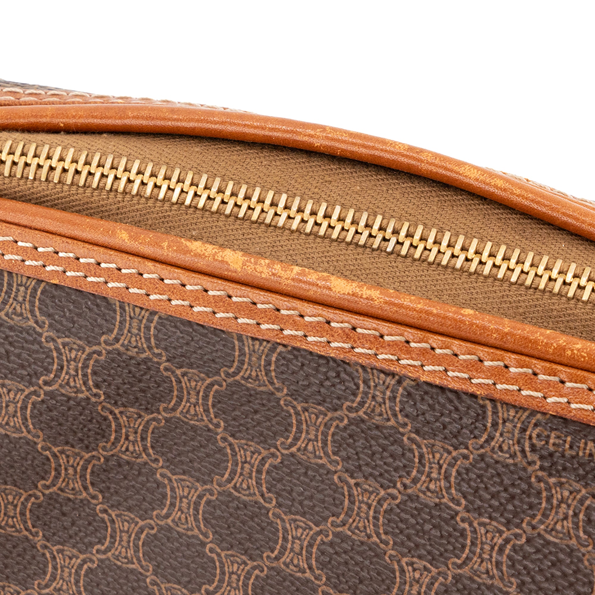 CELINE - Pochette Triomphe Celine en toile enduite macadam marron vintage
