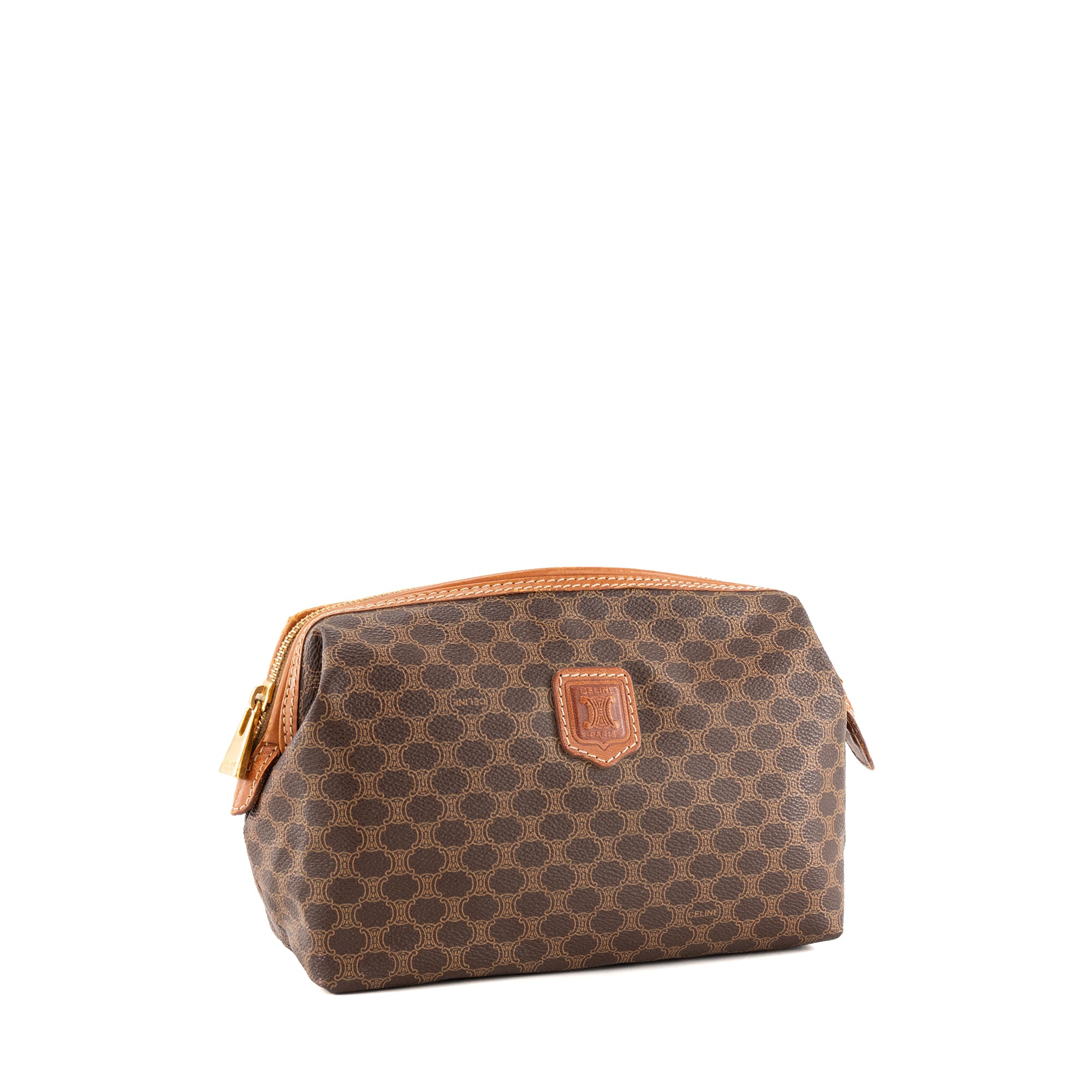 CELINE - Pochette Triomphe Celine en toile enduite macadam marron vintage