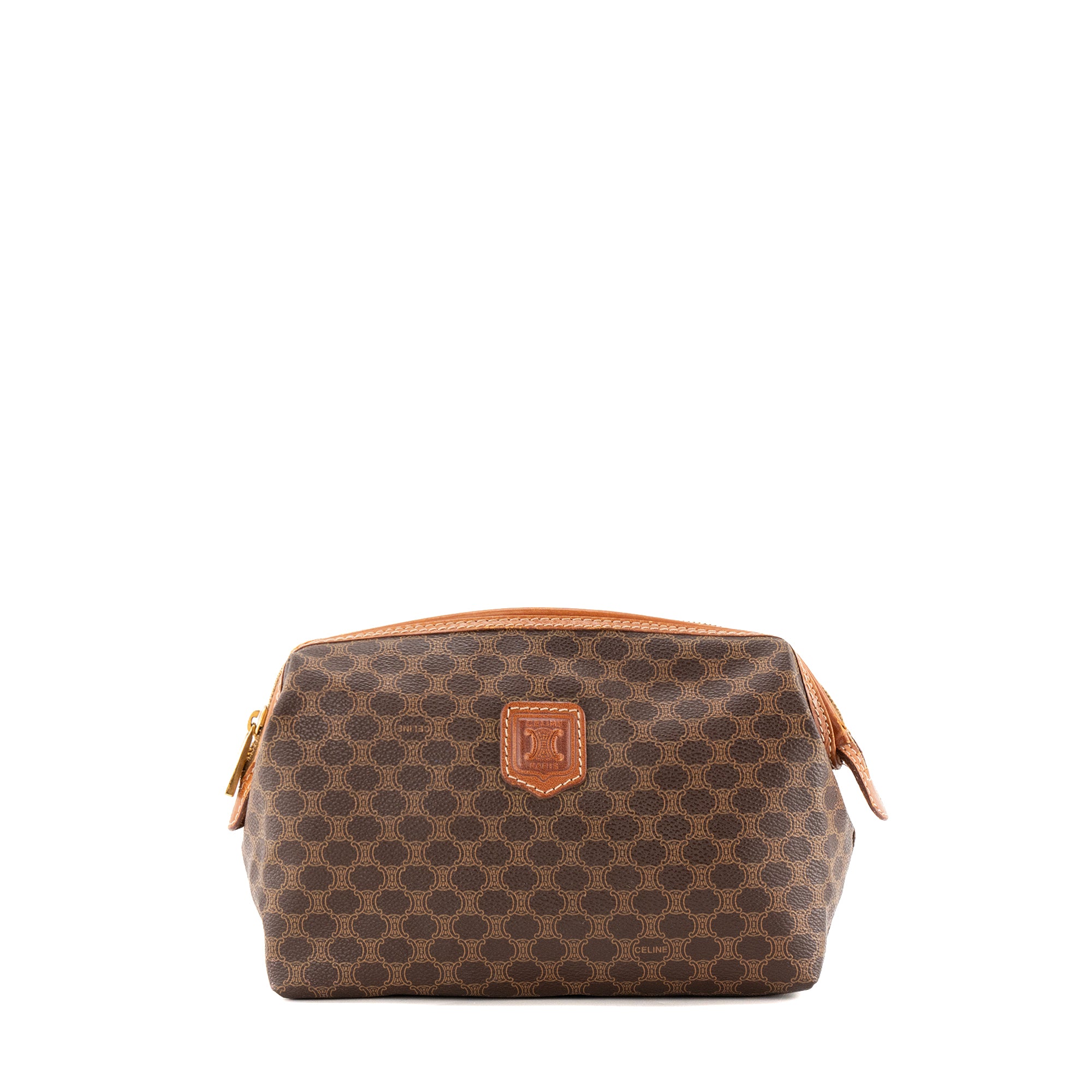 CELINE - Pochette Triomphe Celine en toile enduite macadam marron vintage