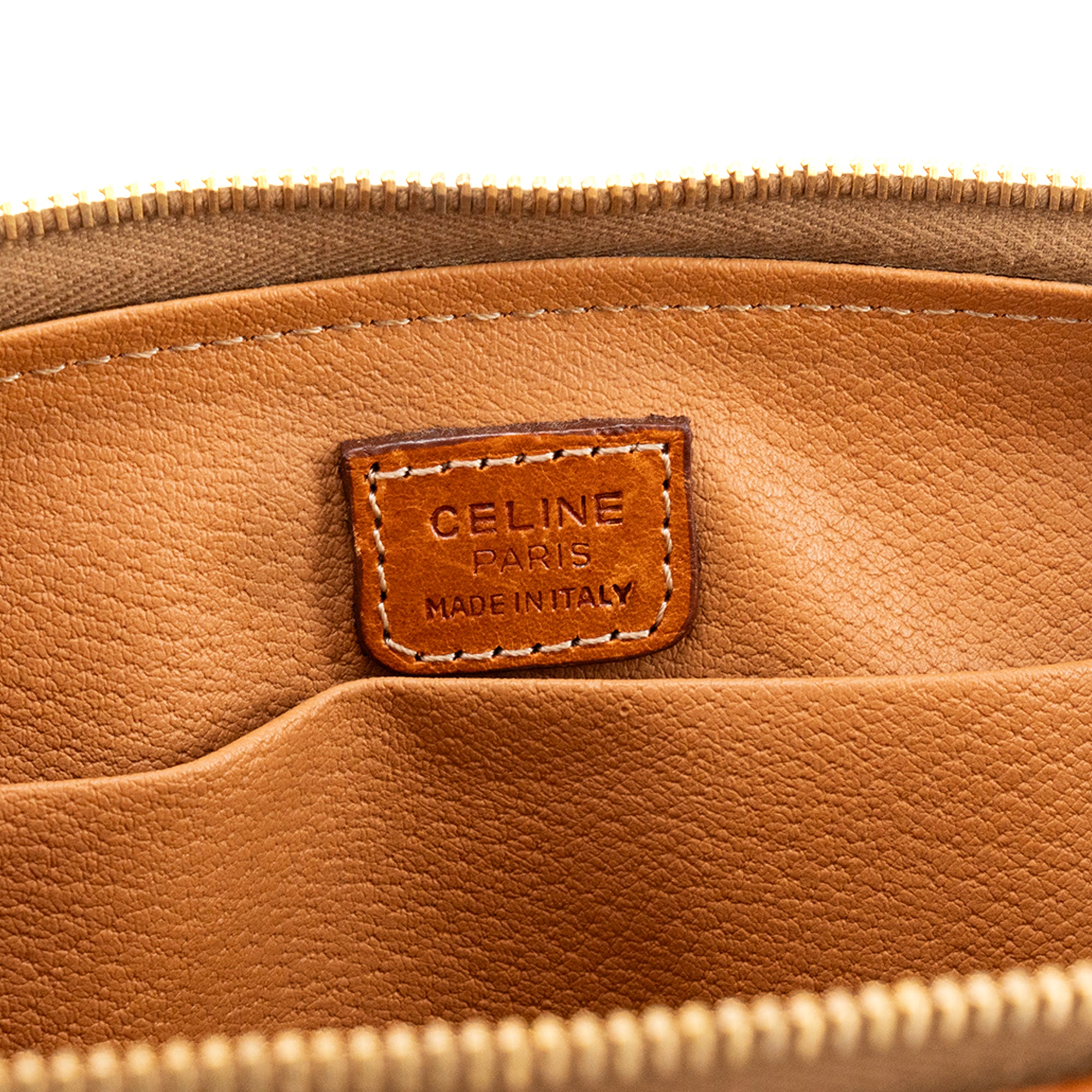 CELINE - Pochette Triomphe Celine en toile enduite macadam marron vintage