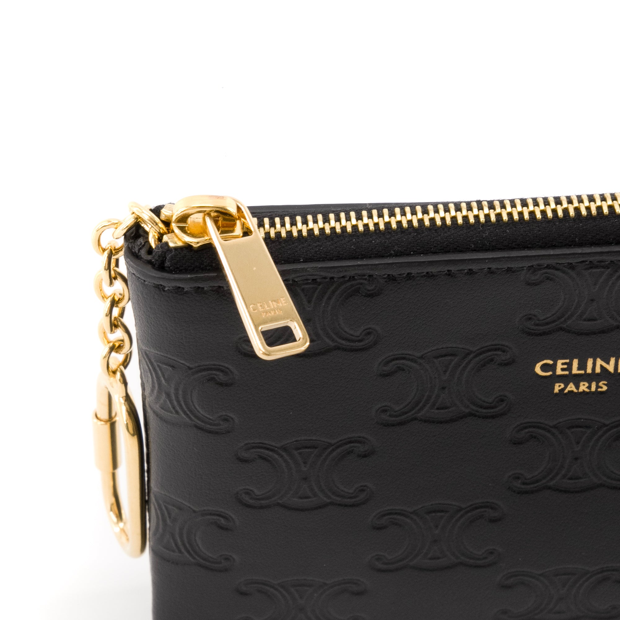 CELINE - Porte-monnaie Celine en cuir embossé noir