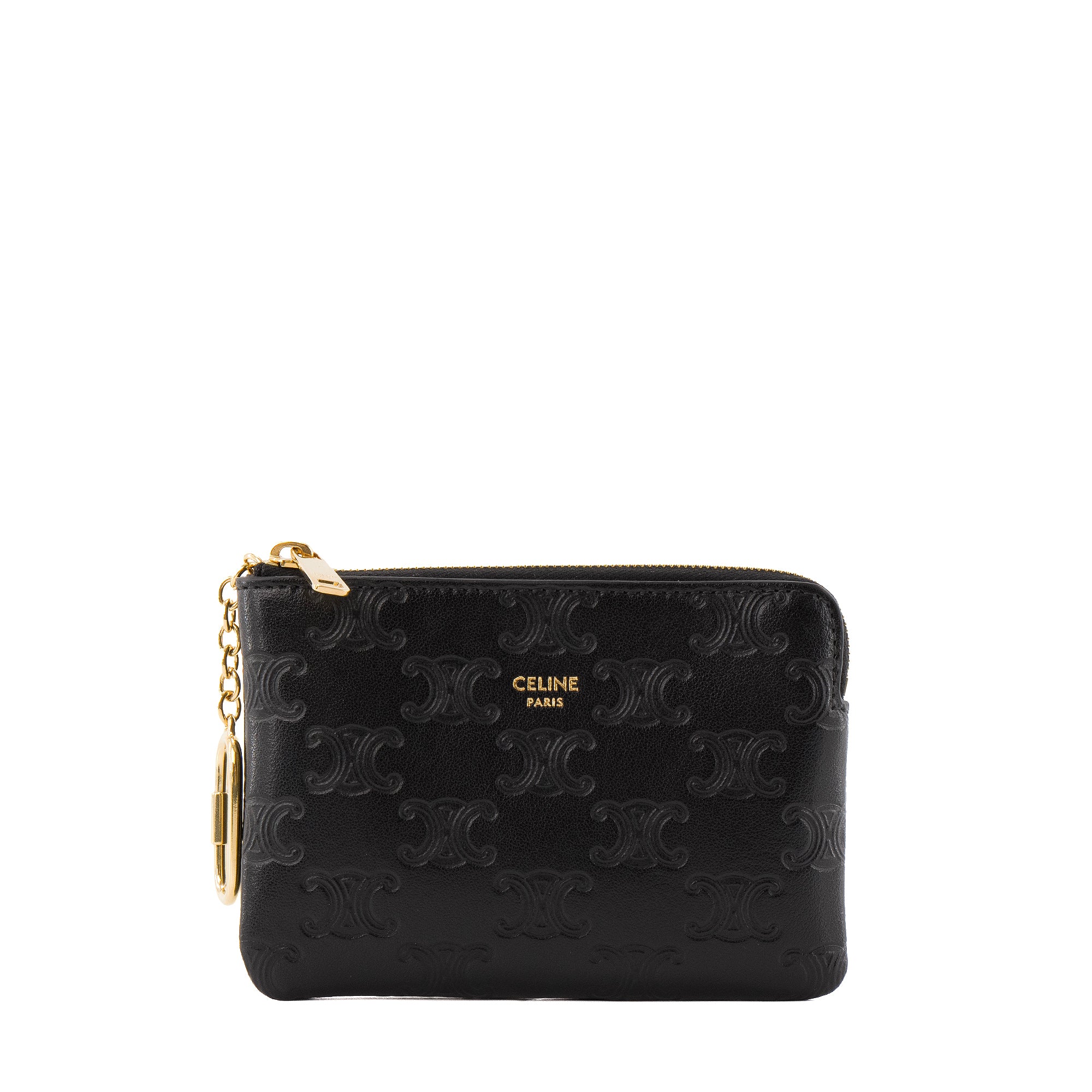 CELINE - Porte-monnaie Celine en cuir embossé noir