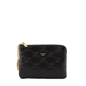 CELINE - Porte-monnaie Celine en cuir embossé noir