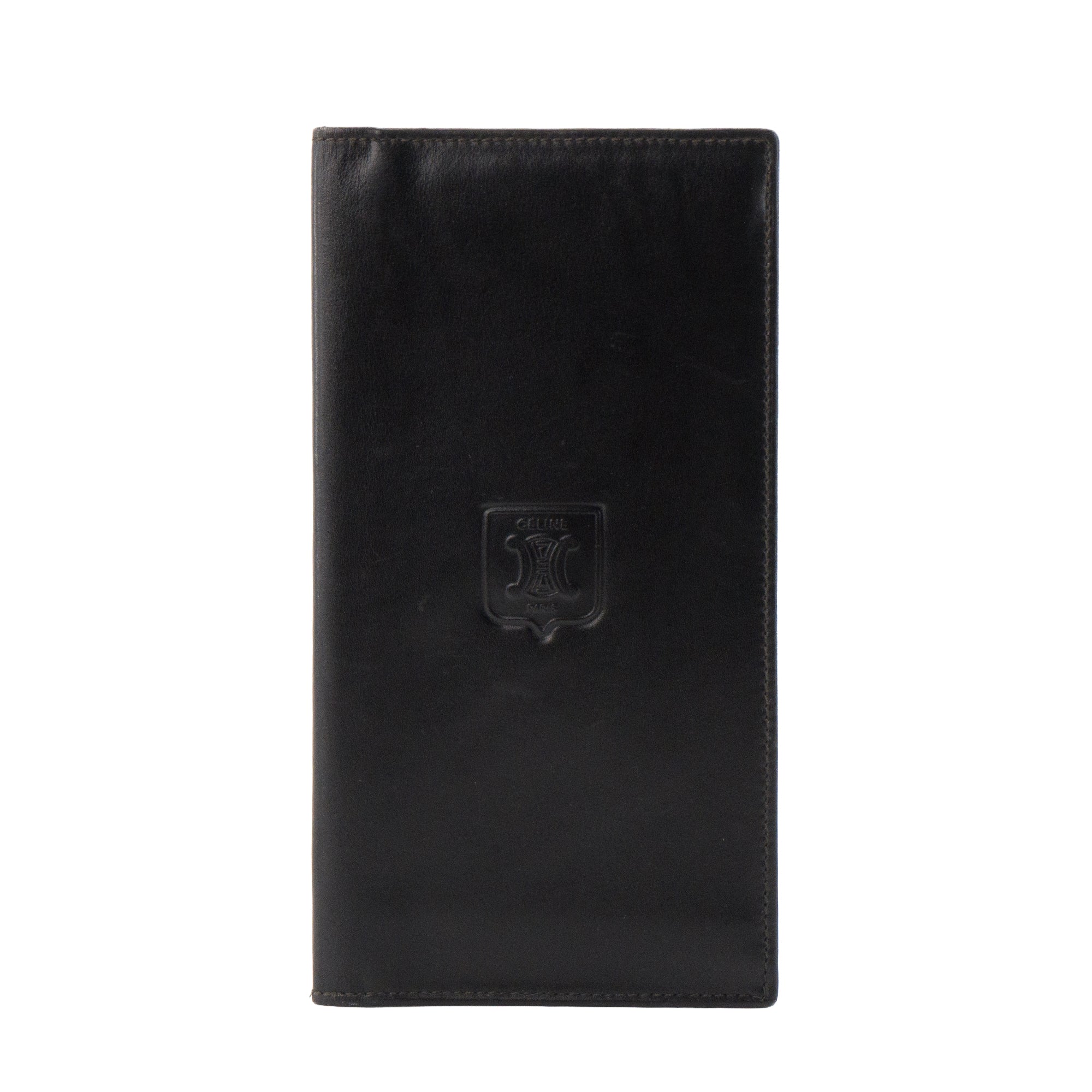 CELINE - Portefeuille Celine en cuir  lisse noir vintage