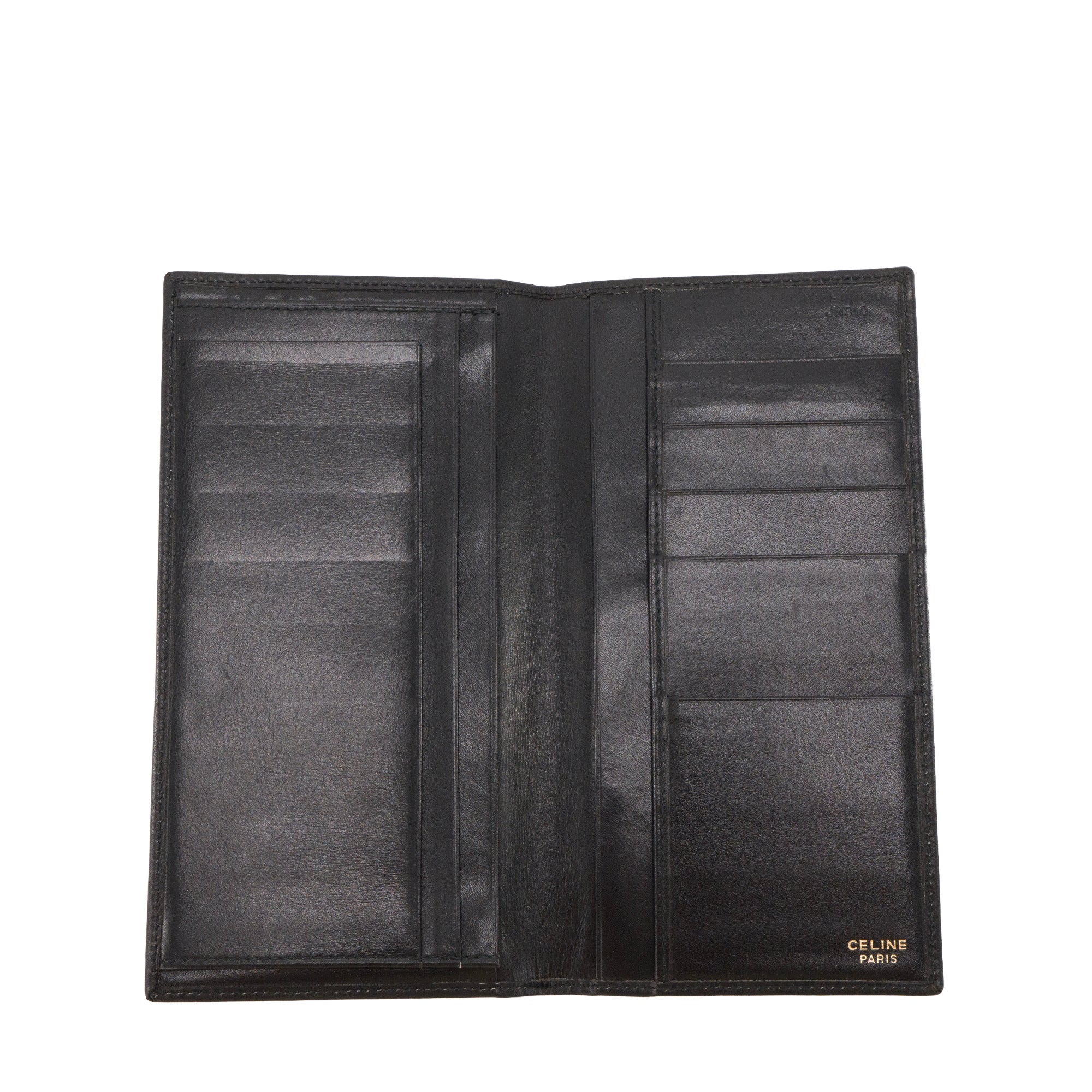 CELINE - Portefeuille Celine en cuir  lisse noir vintage