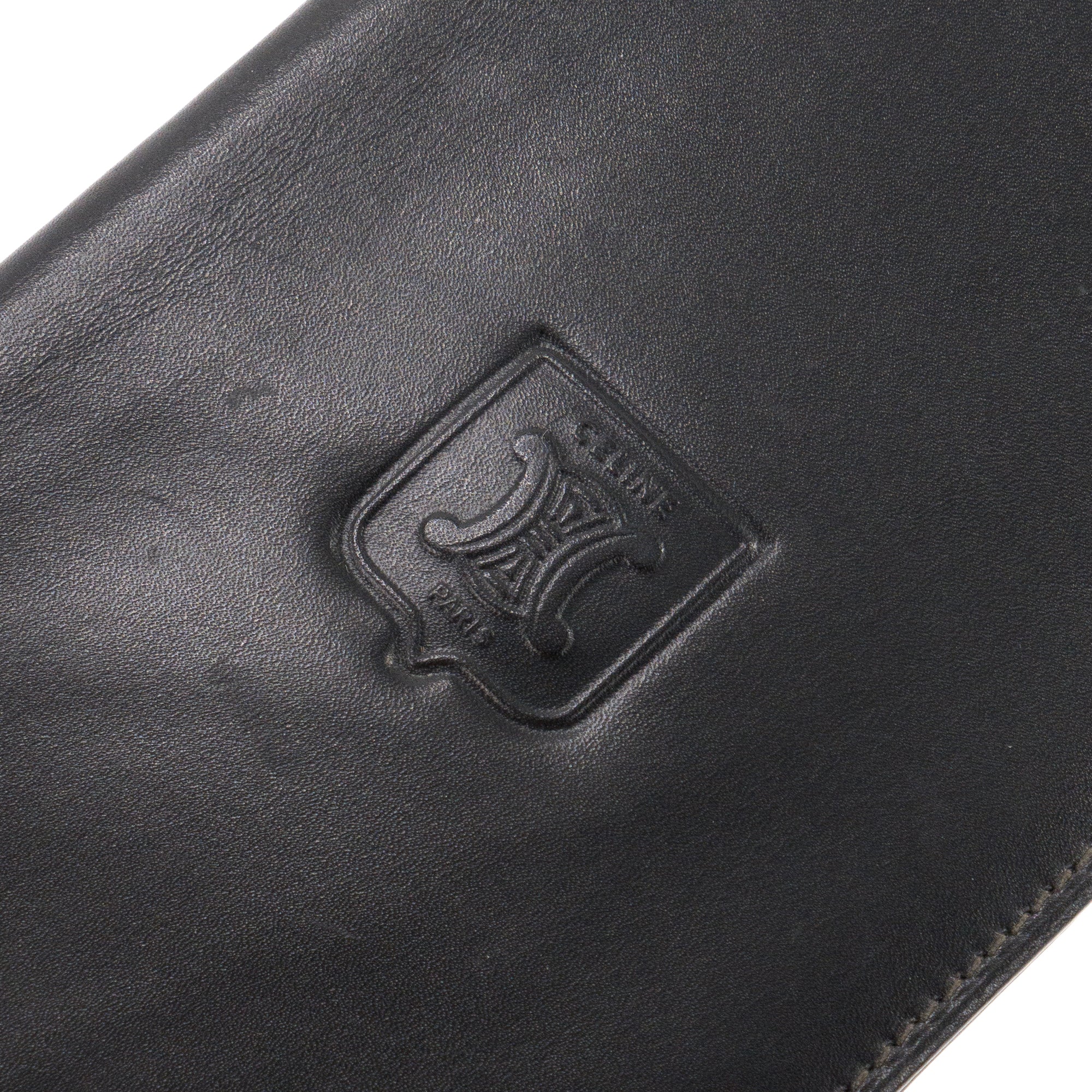 CELINE - Portefeuille Celine en cuir  lisse noir vintage