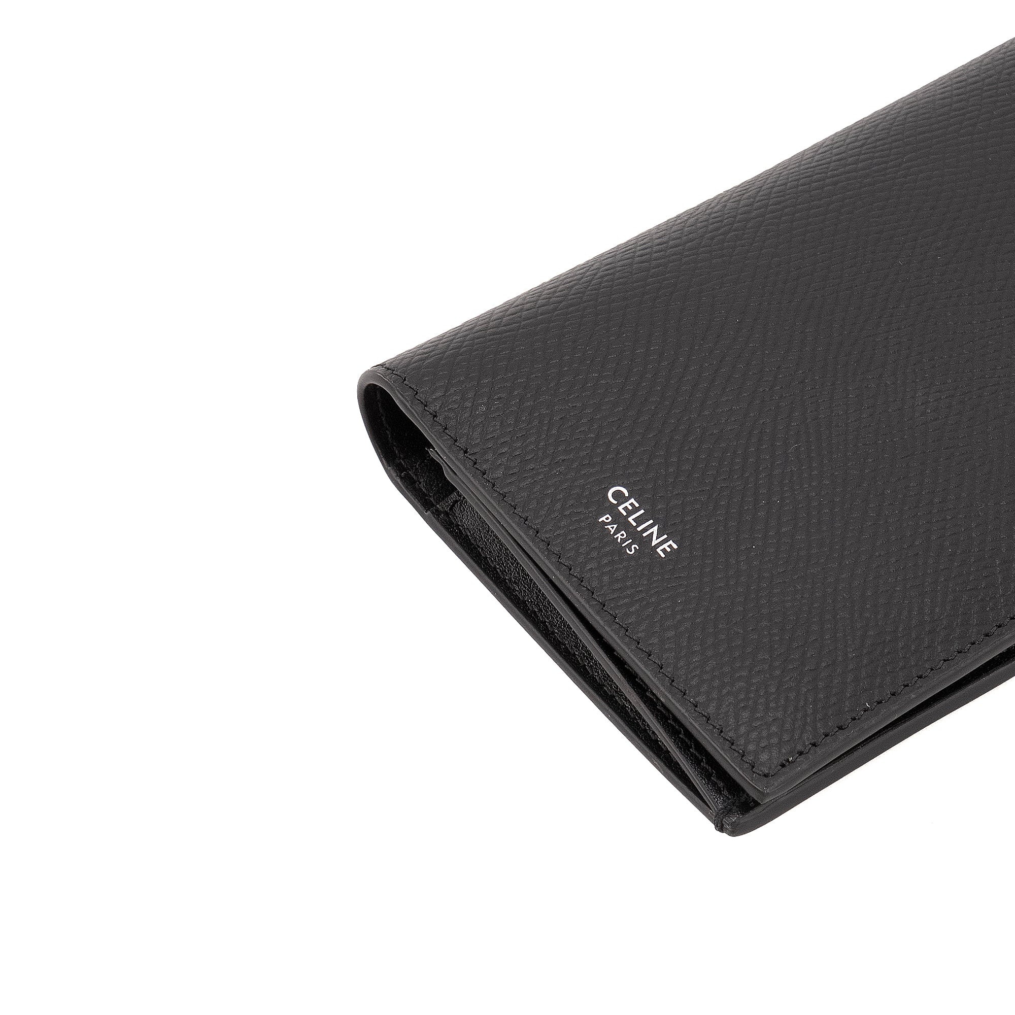 CELINE - Portefeuille Vertical Celine en cuir grainé noir