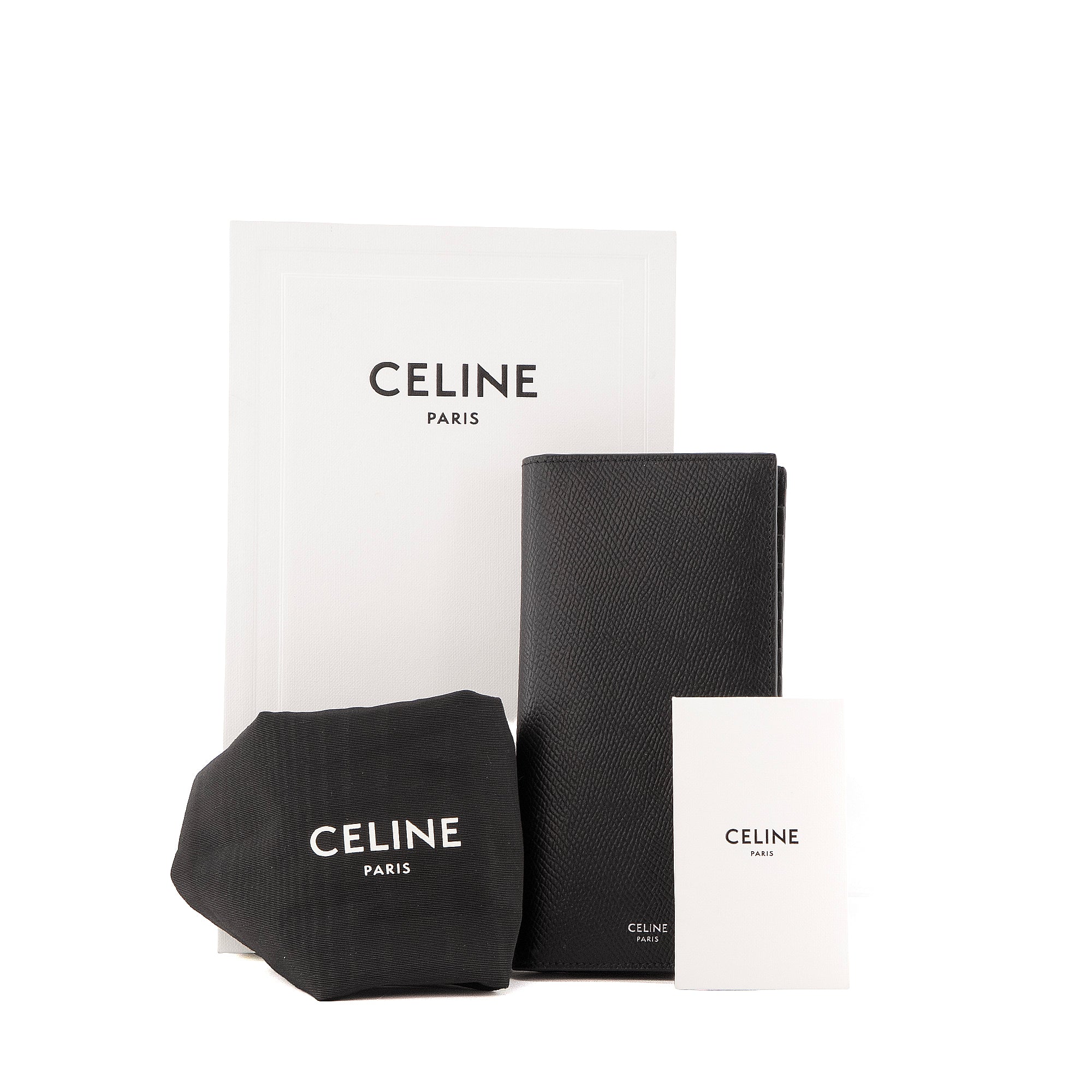 CELINE - Portefeuille Vertical Celine en cuir grainé noir