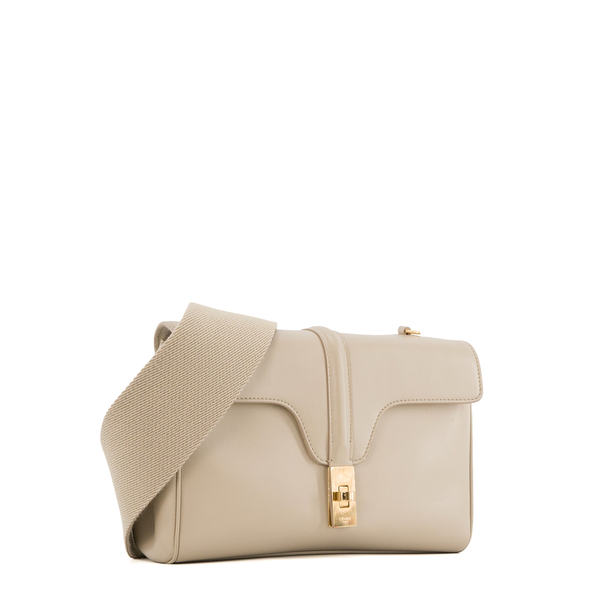 CELINE - Sac à bandoulière 16 Celine en cuir beige
