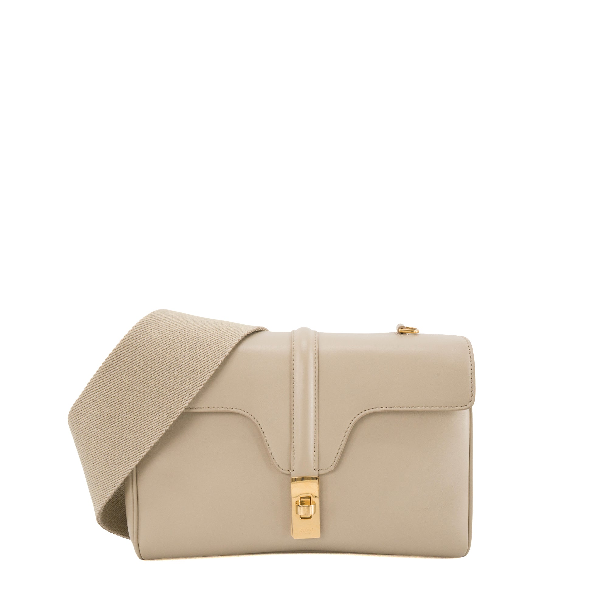 CELINE - Sac à bandoulière 16 Celine en cuir beige