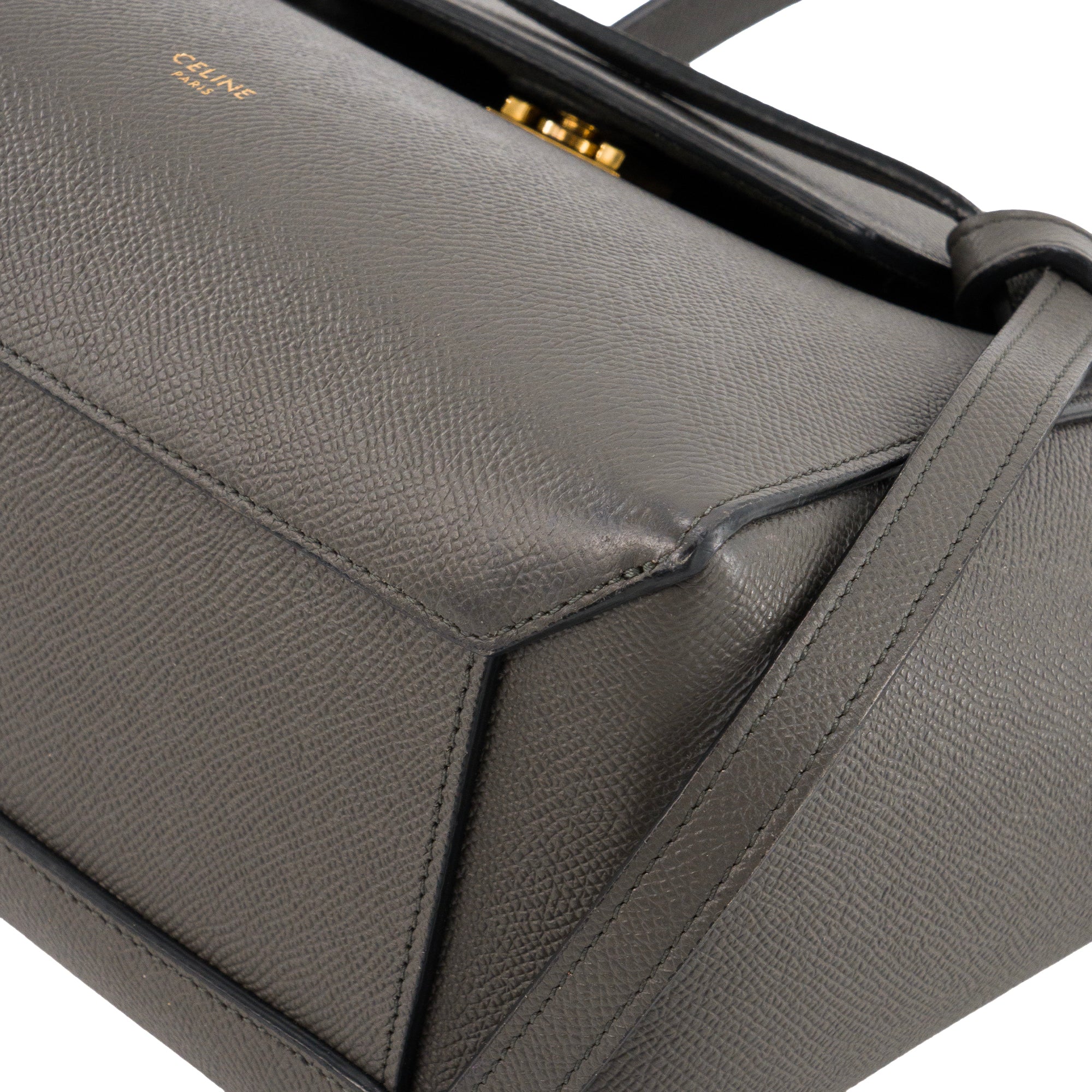 CELINE - Sac à bandoulière Belt Micro Celine en cuir grainé gris