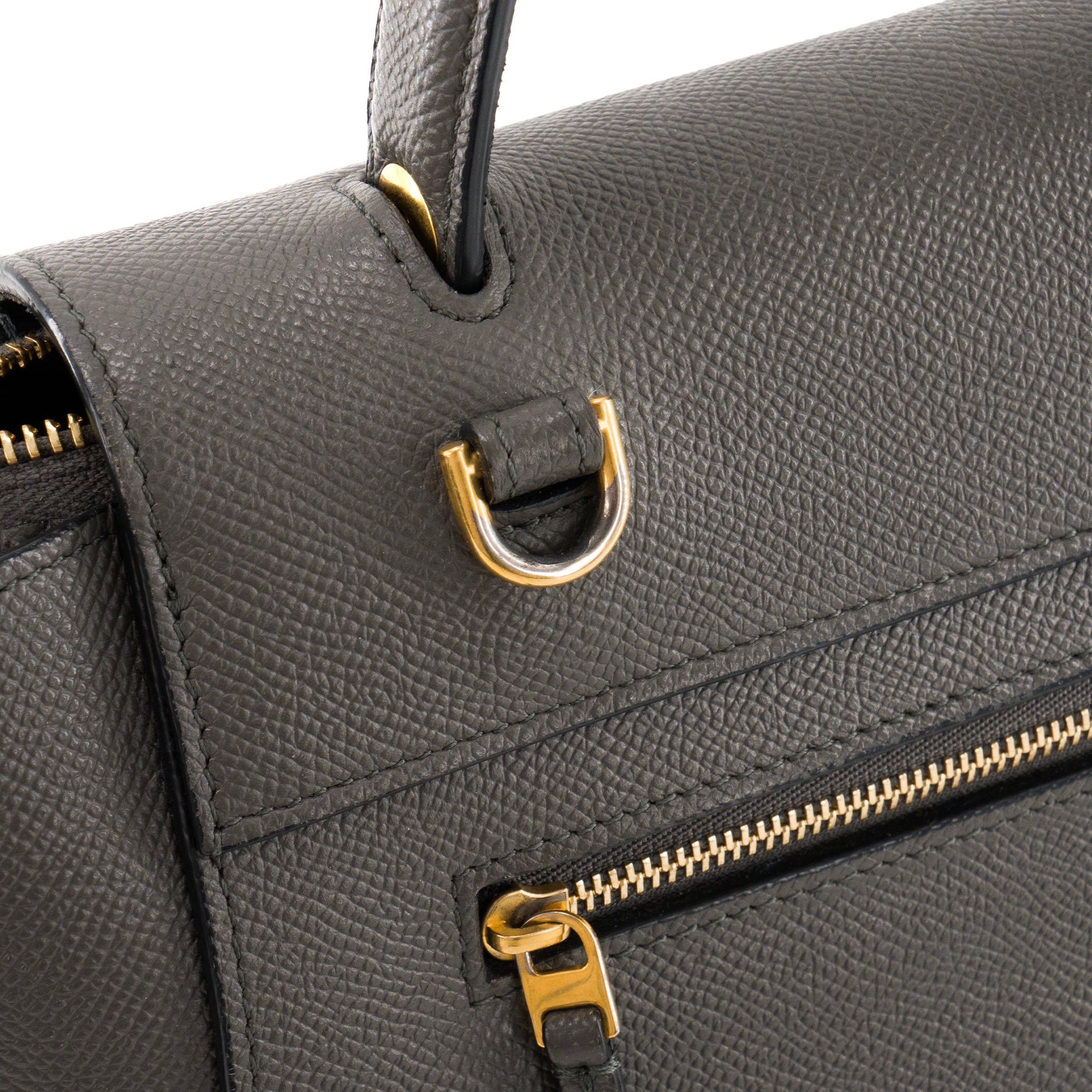 CELINE - Sac à bandoulière Belt Micro Celine en cuir grainé gris