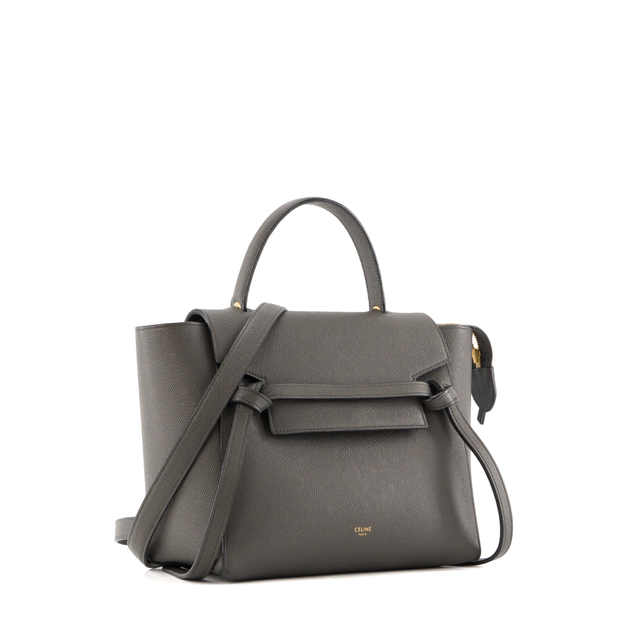 CELINE - Sac à bandoulière Belt Micro Celine en cuir grainé gris