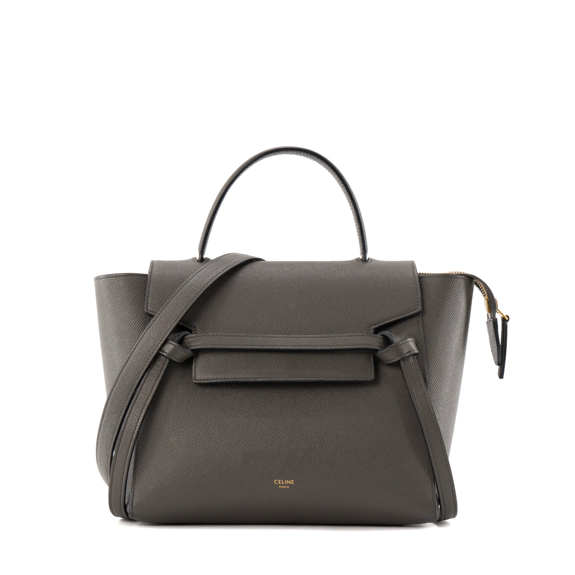 CELINE - Sac à bandoulière Belt Micro Celine en cuir grainé gris