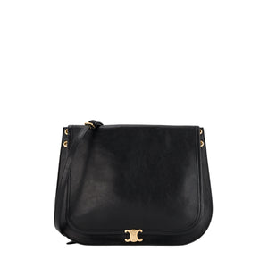 CELINE - Sac à bandoulière Besace Soft Triomphe Celine en cuir lisse noir