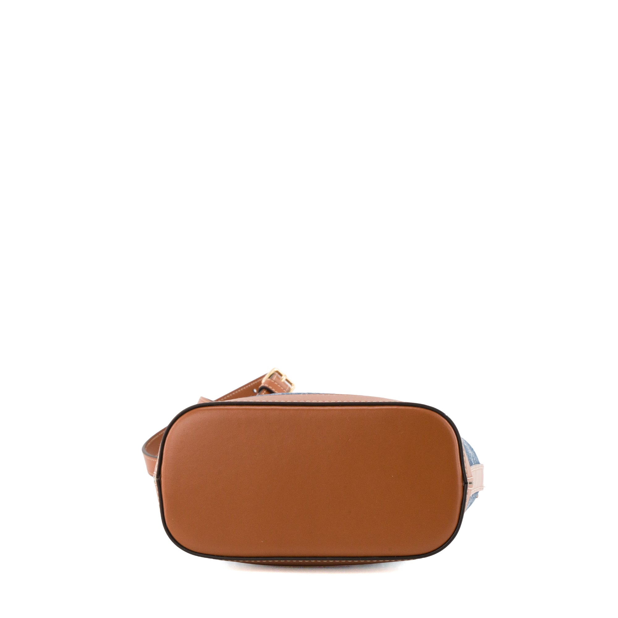 CELINE - Sac à bandoulière Bucket Celine en denim bleu et marron