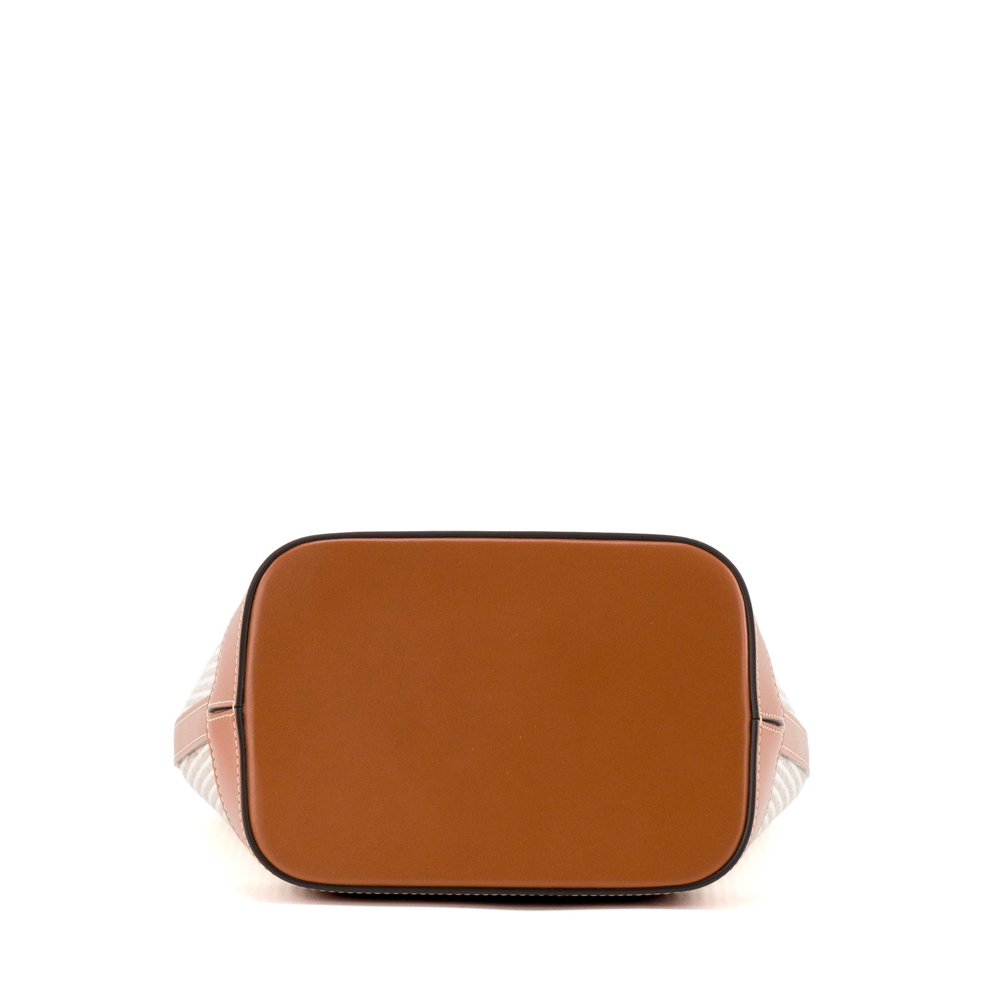 CELINE - Sac à bandoulière Bucket Small Celine en cuir lisse marron et toile beige