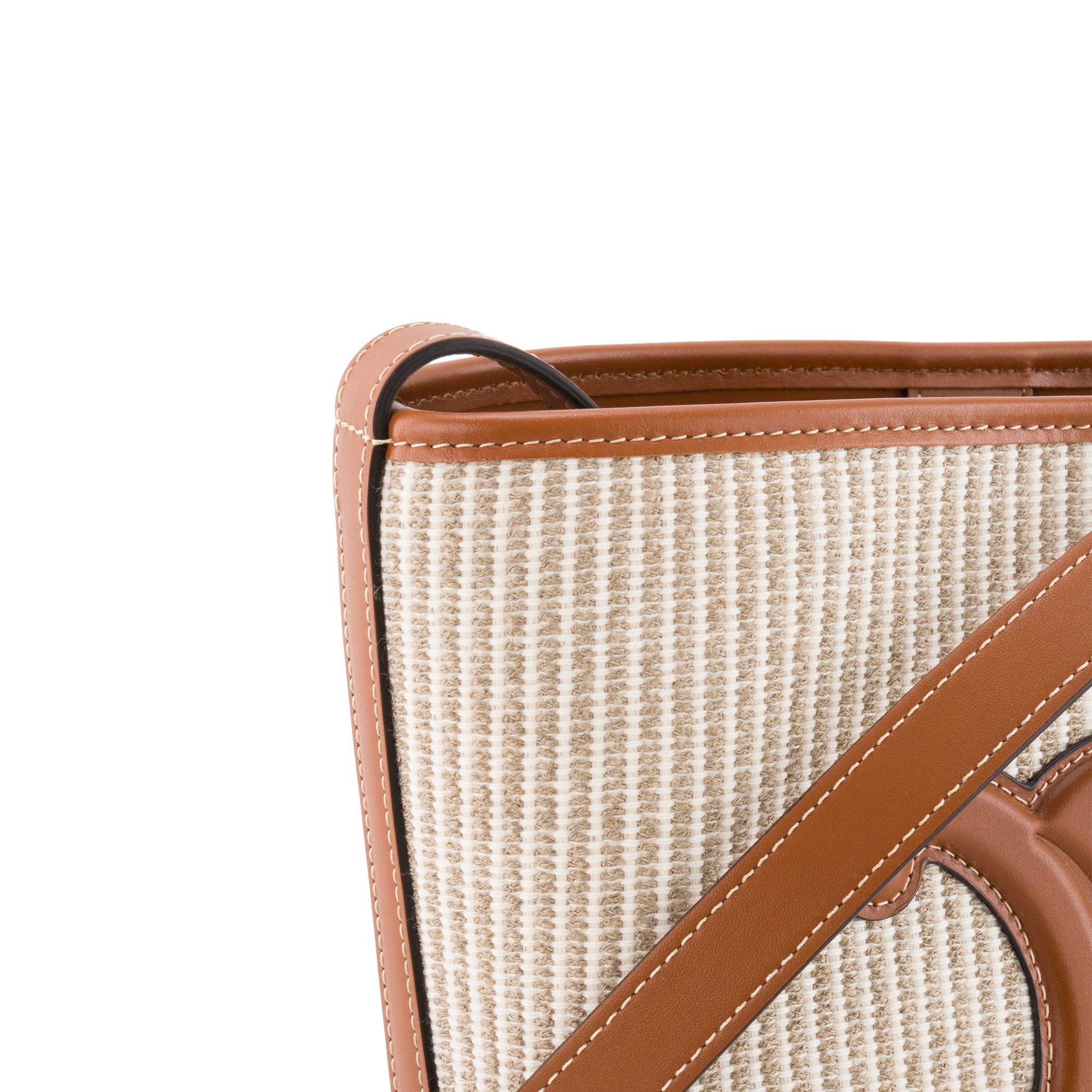 CELINE - Sac à bandoulière Bucket Small Celine en cuir lisse marron et toile beige