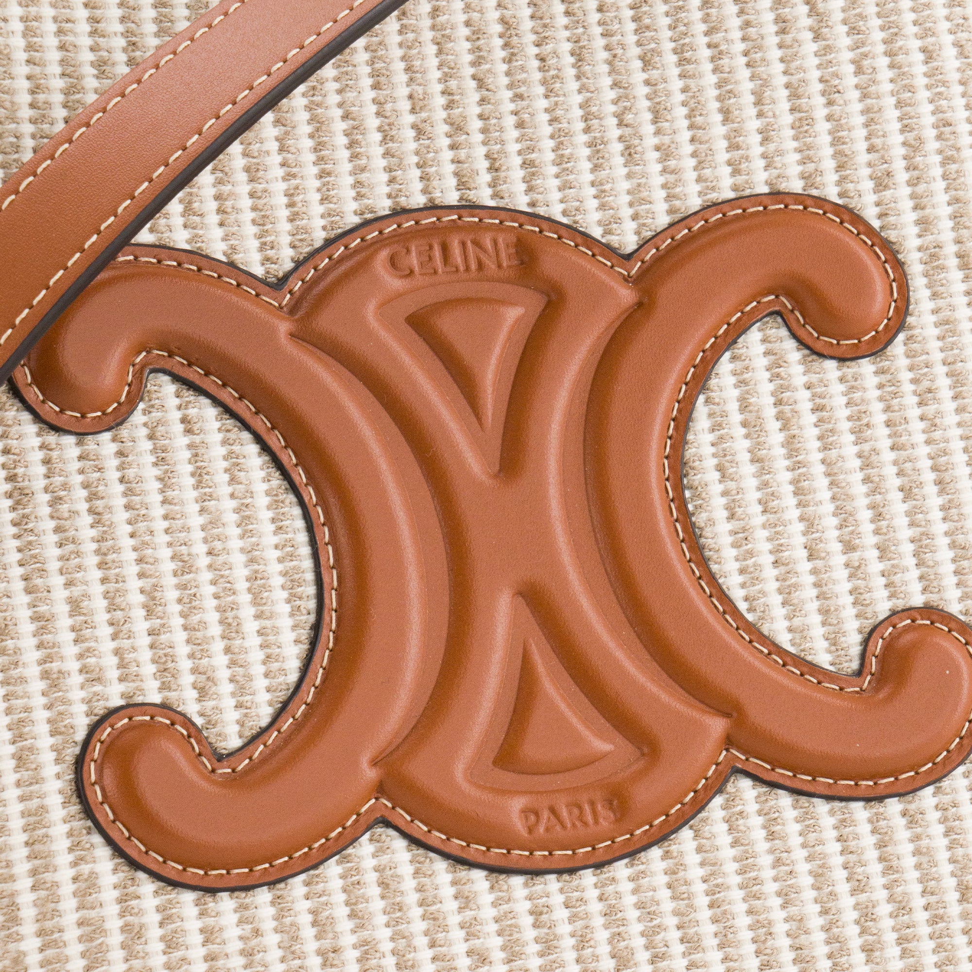 CELINE - Sac à bandoulière Bucket Small Celine en cuir lisse marron et toile beige